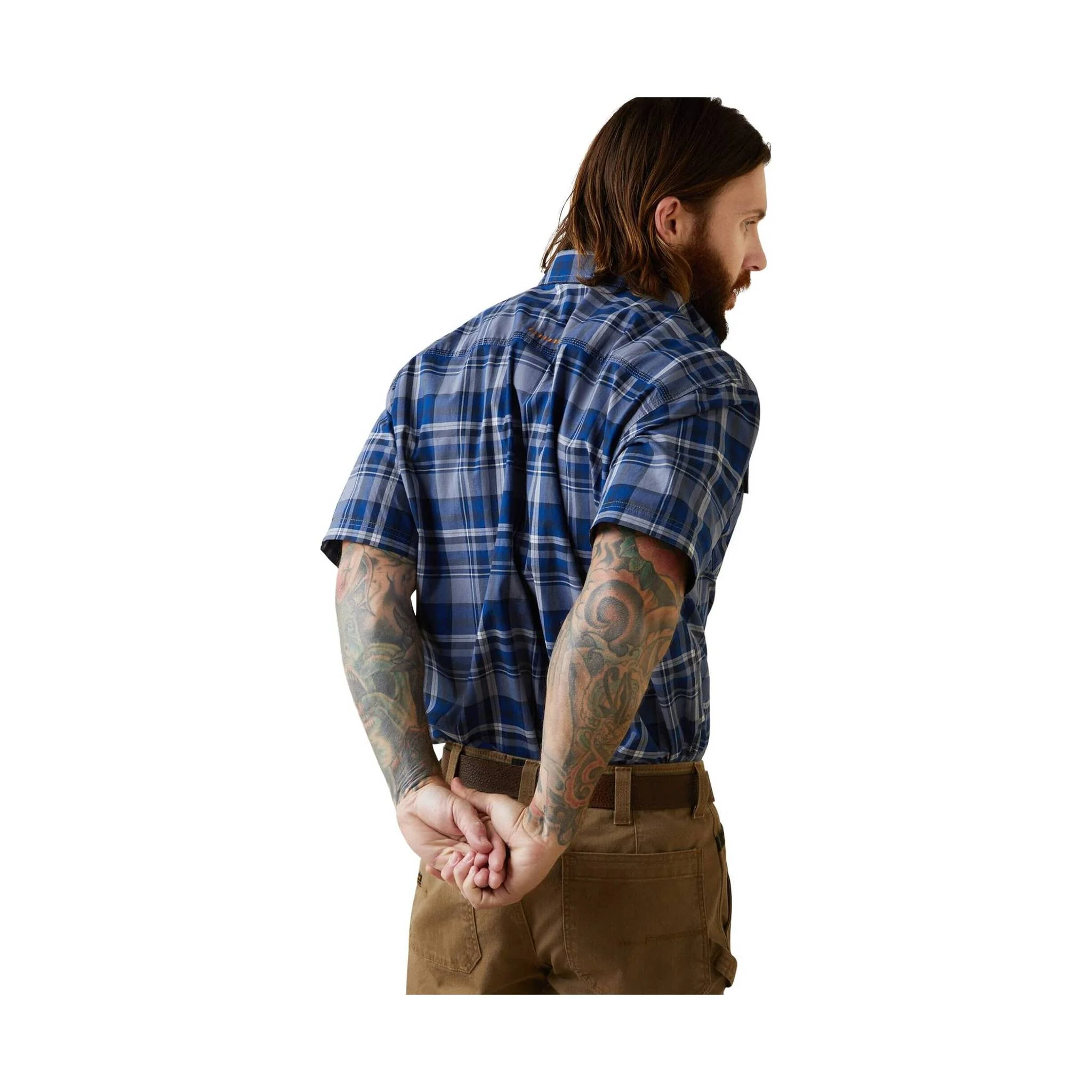 Ariat Men's Rebar Made Tough DuraStretch Work Shirt - Blue - Image 2