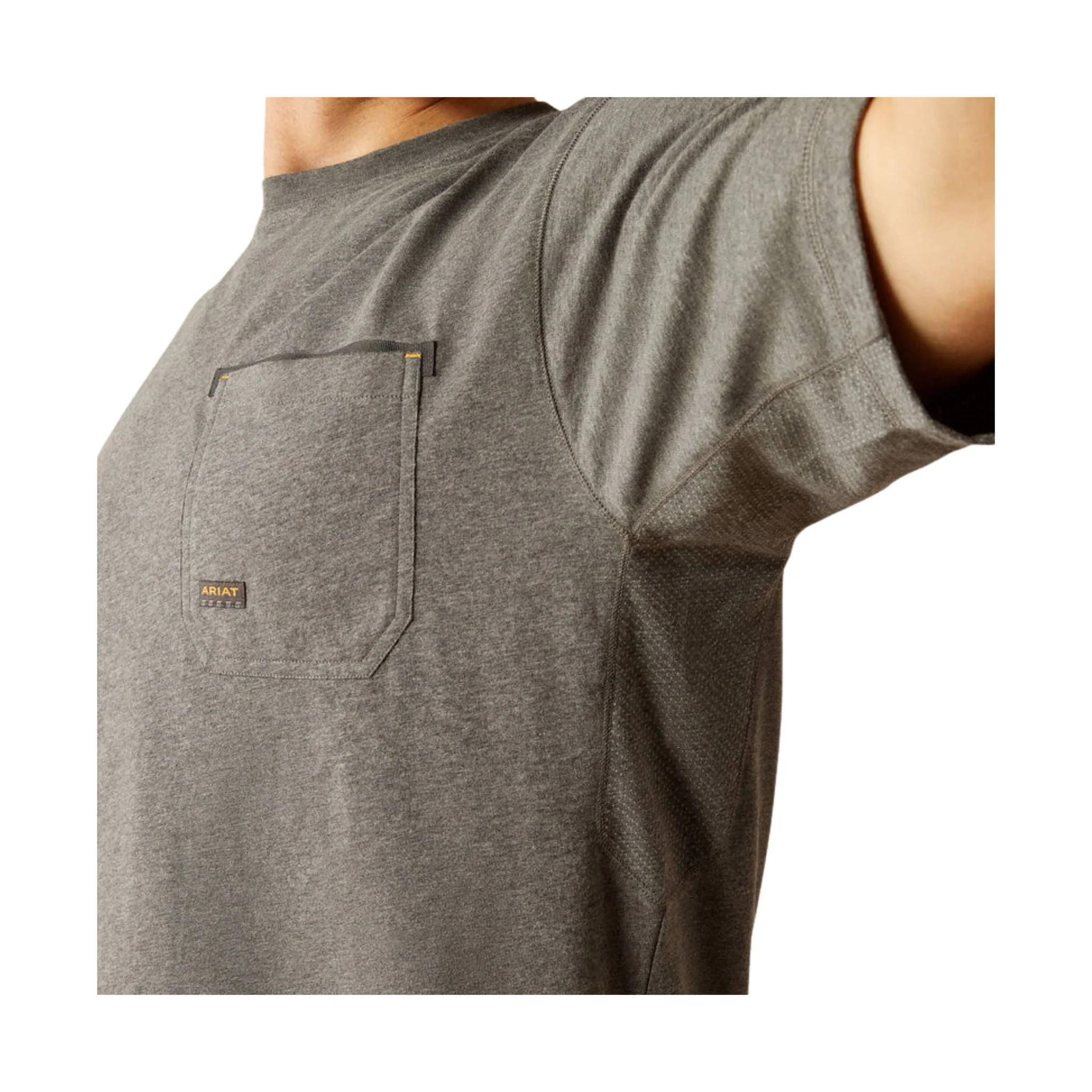 Ariat Men's Workman Beams T Shirt - Medium Charcoal Heather Grey - Image 2
