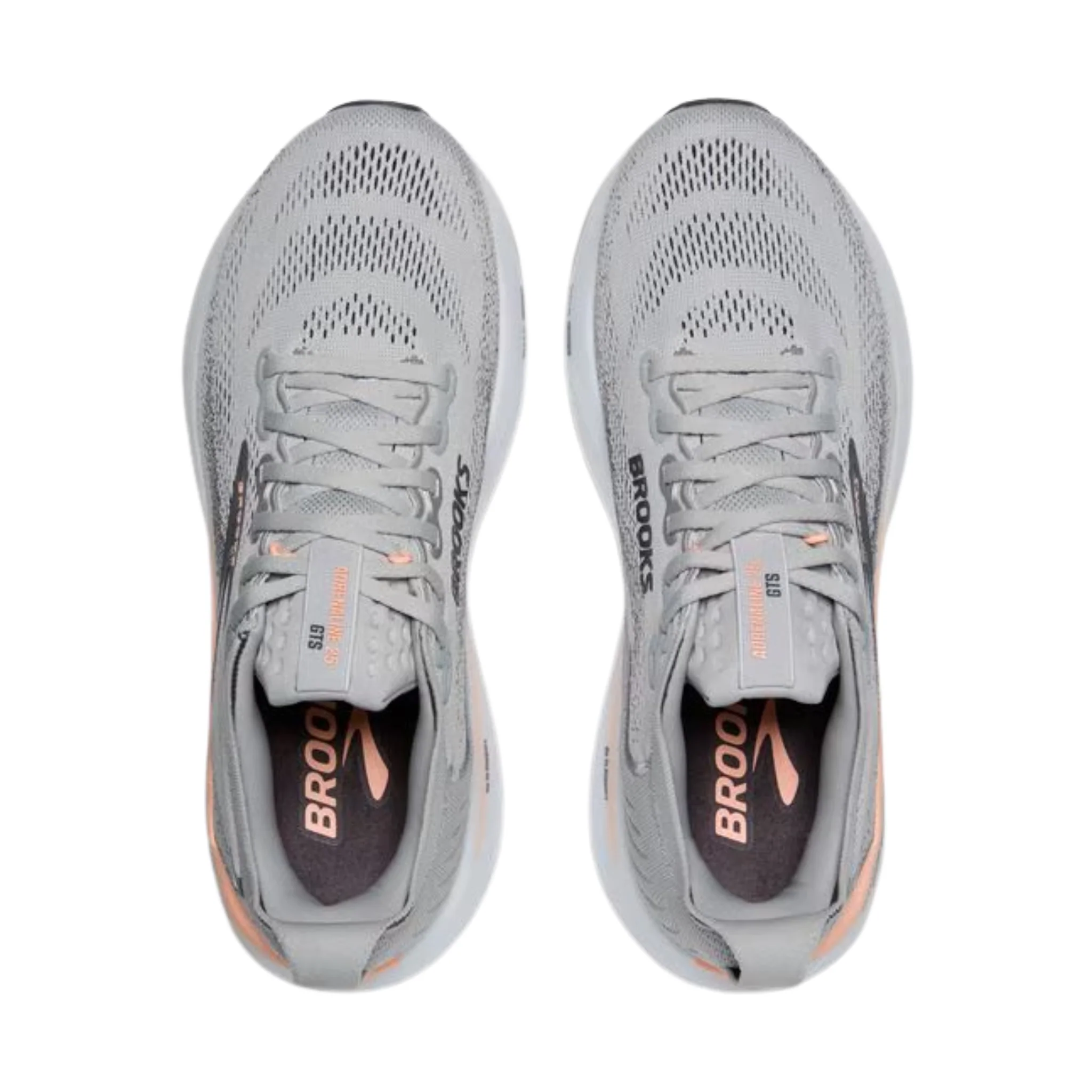 Brooks Women's Adrenaline GTS 25 Shoes - Grey/Blackened Pearl/Coral - Image 4