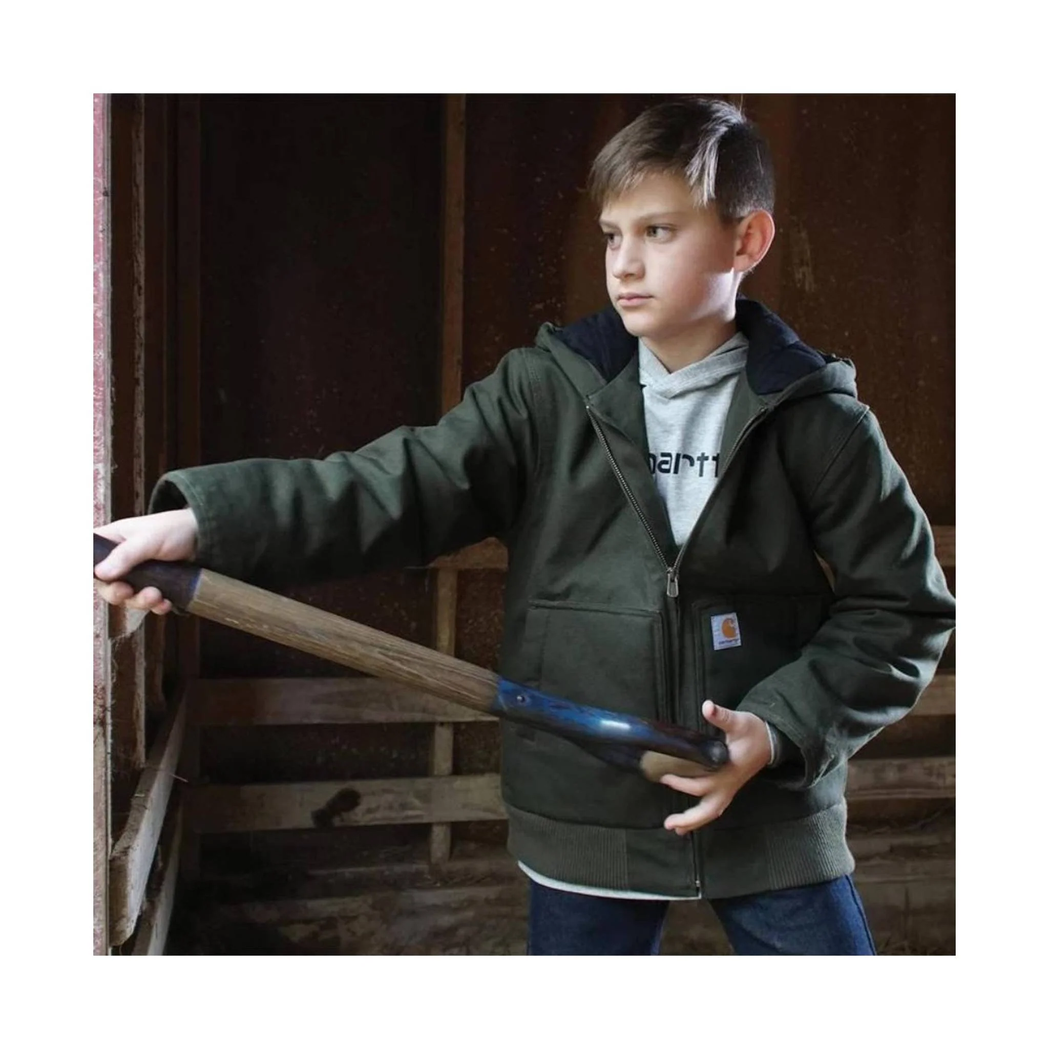 Carhartt Kids' Flannel Quilt Lined Active Jacket - Olive - Image 3