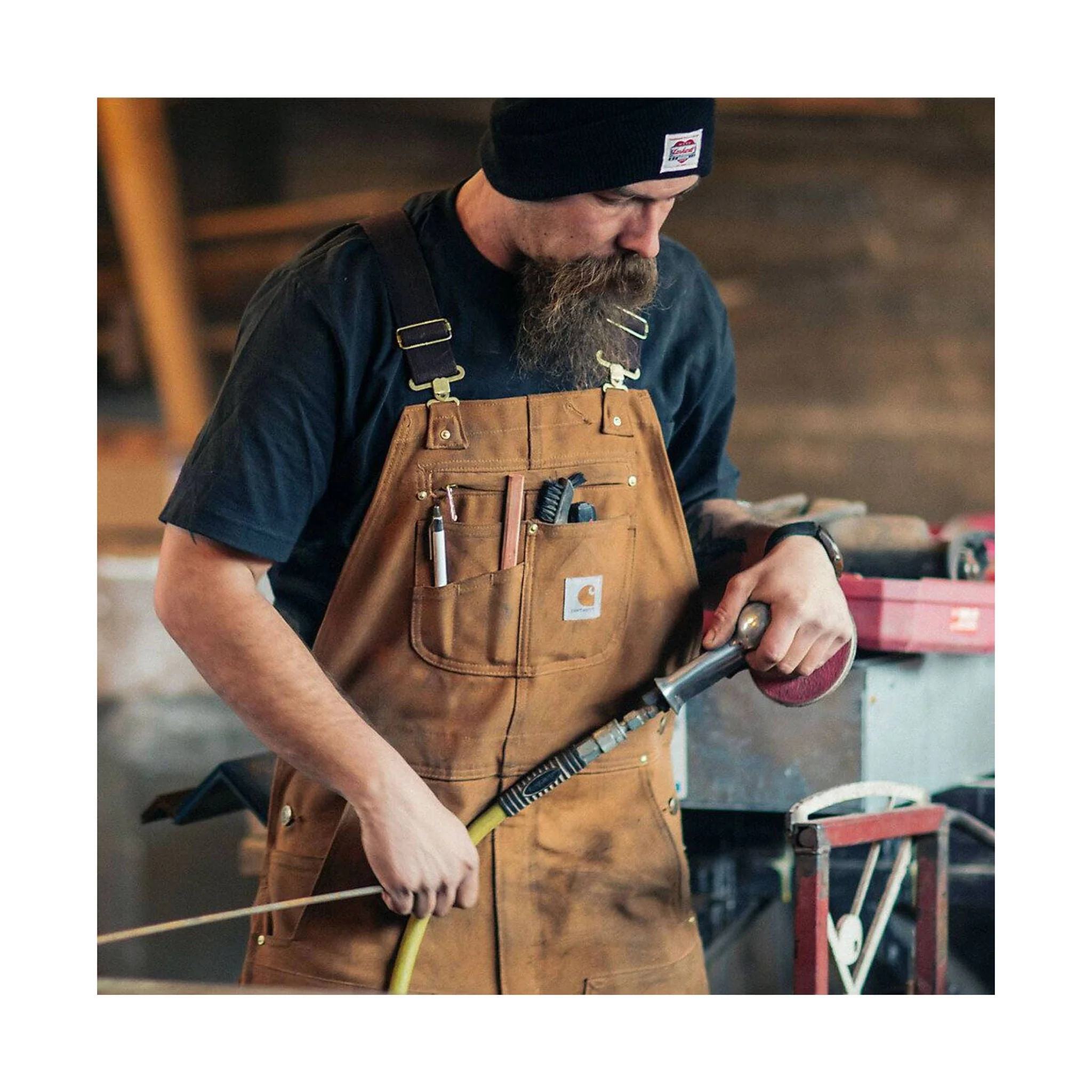 Carhartt Men's Bib Overall Relaxed Fit Duck - Carhartt Brown - Image 5