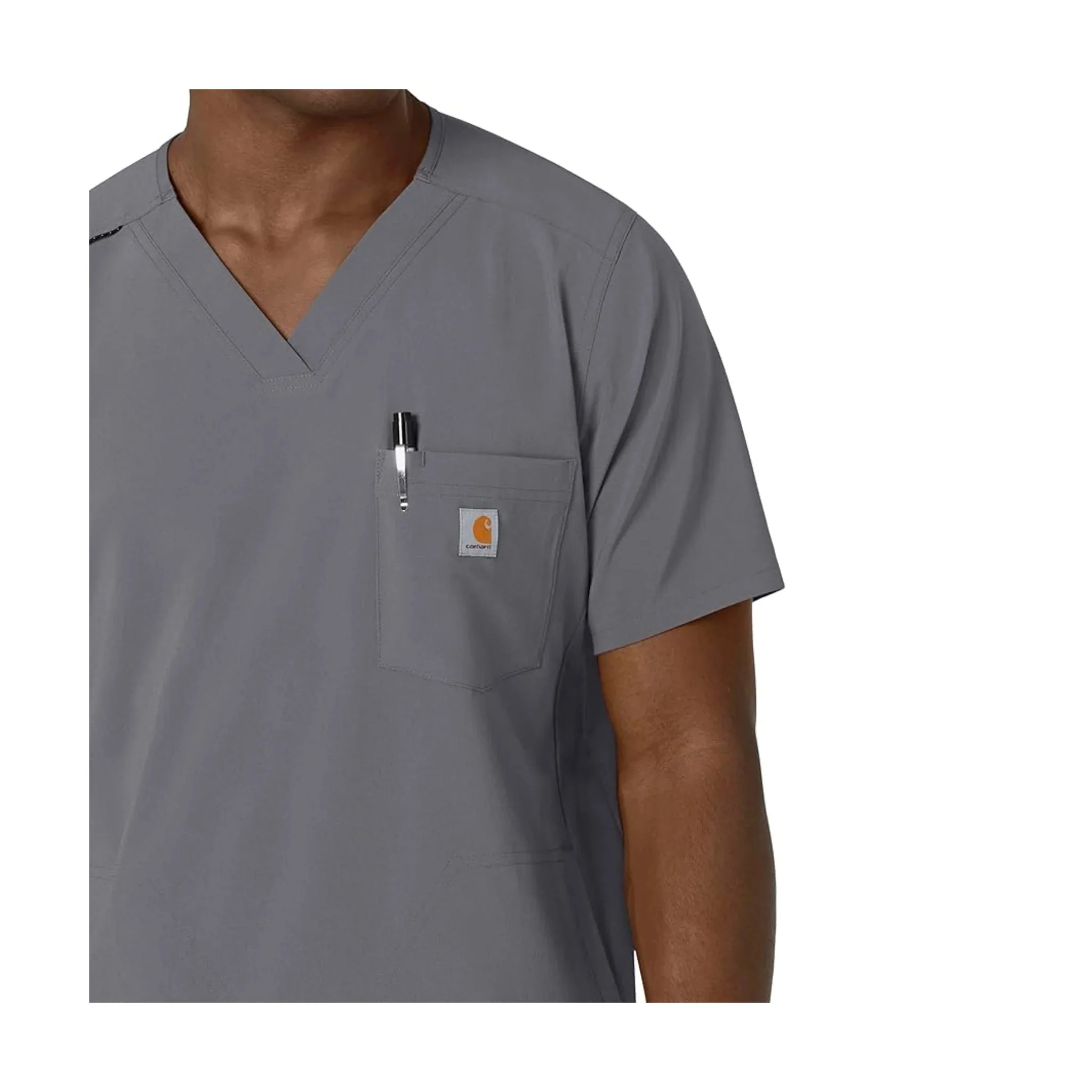 Carhartt Men's Cross Flex V Neck Scrub Top - Pewter - Image 3