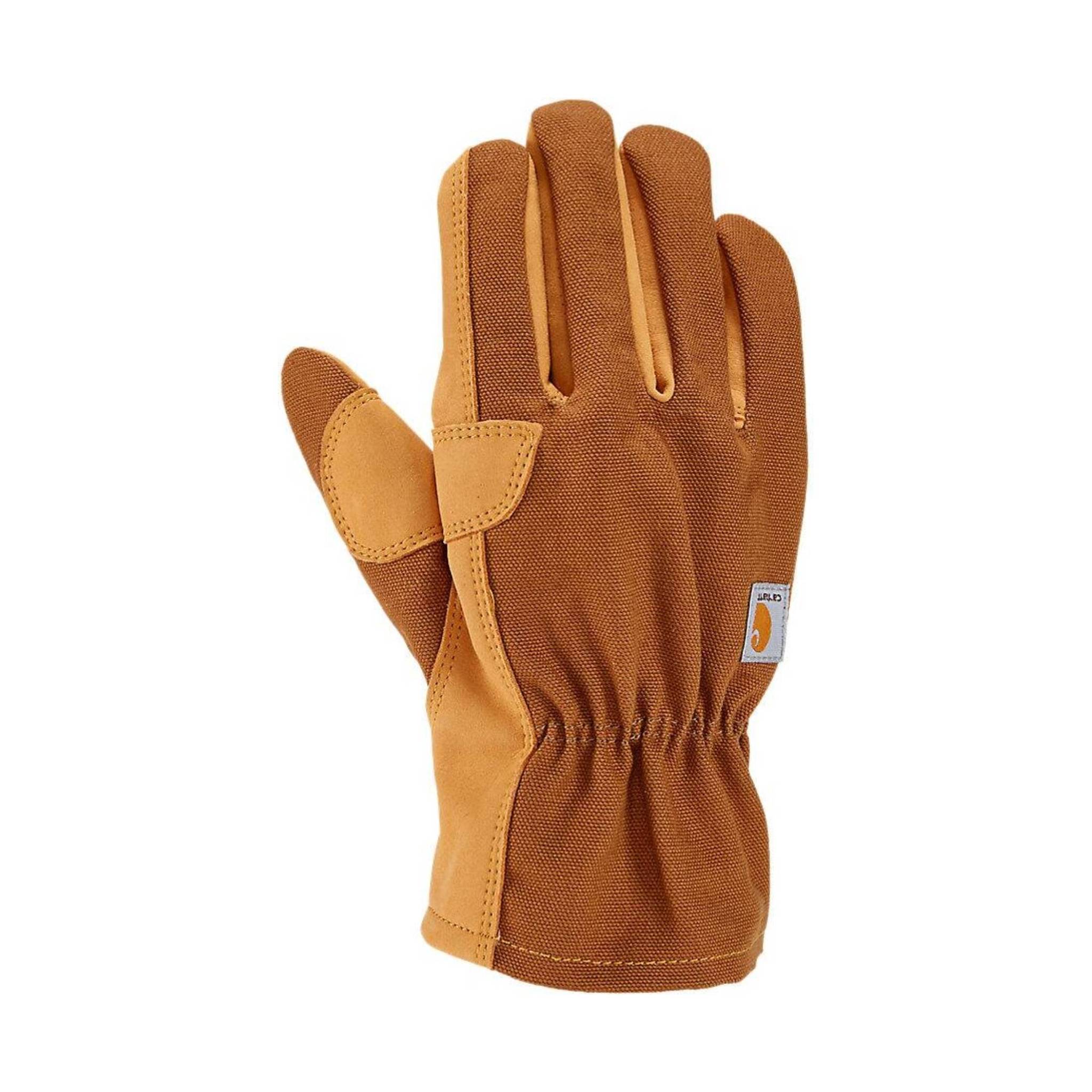 Carhartt Men's Duck Synthetic Leather Open Cuff Gloves - Brown