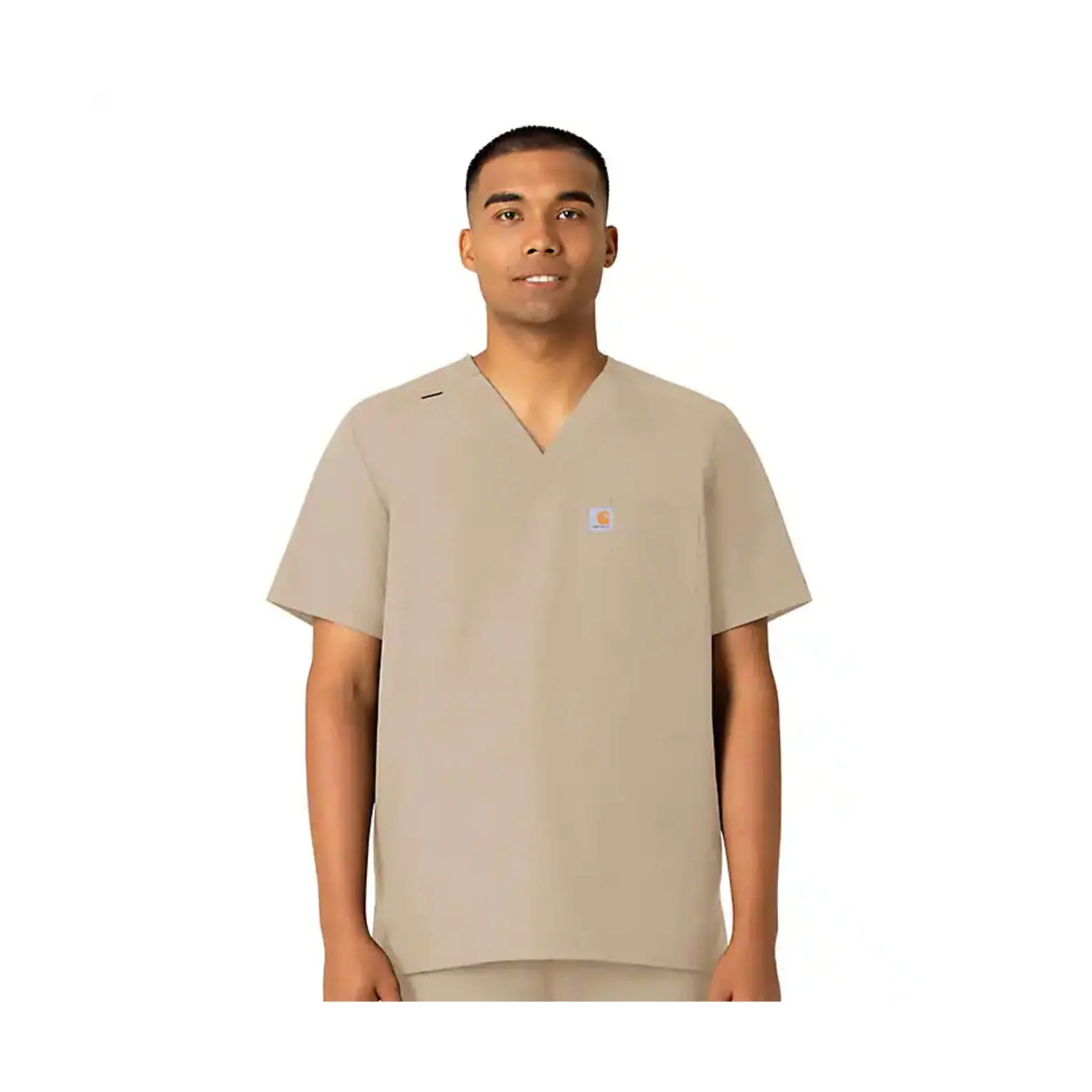 Carhartt Men's Force Essentials V Neck Shirttail Scrub Top - Khaki
