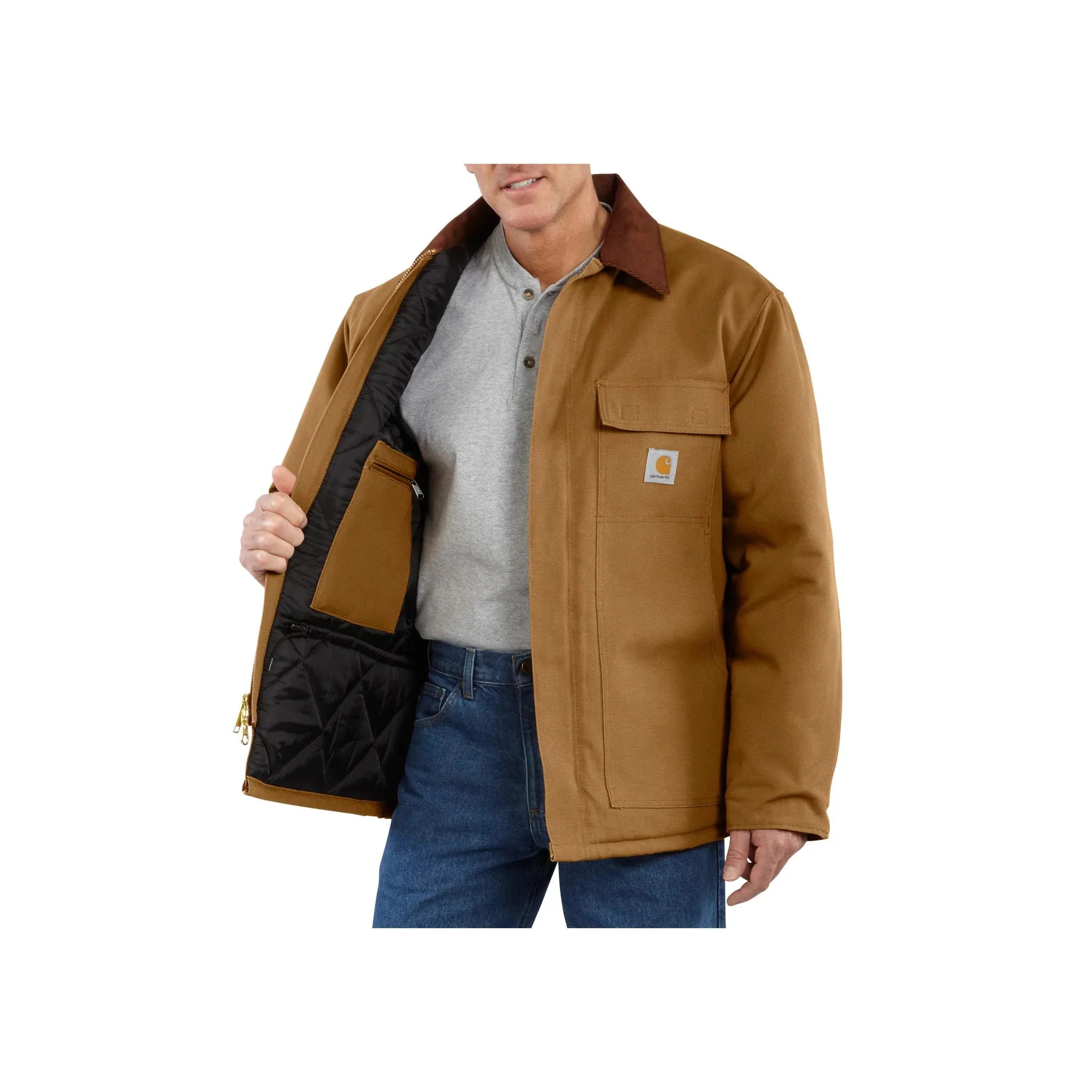 Carhartt Men's Loose Fit Firm Duck Insulated Traditional Coat - Carhartt Brown - Image 2