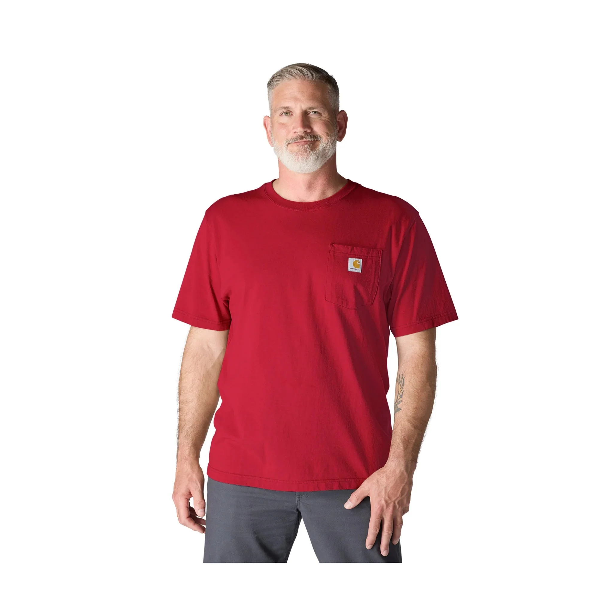 Carhartt Men's Loose Fit Heavyweight Short Sleeve Pocket T Shirt - Industry Red