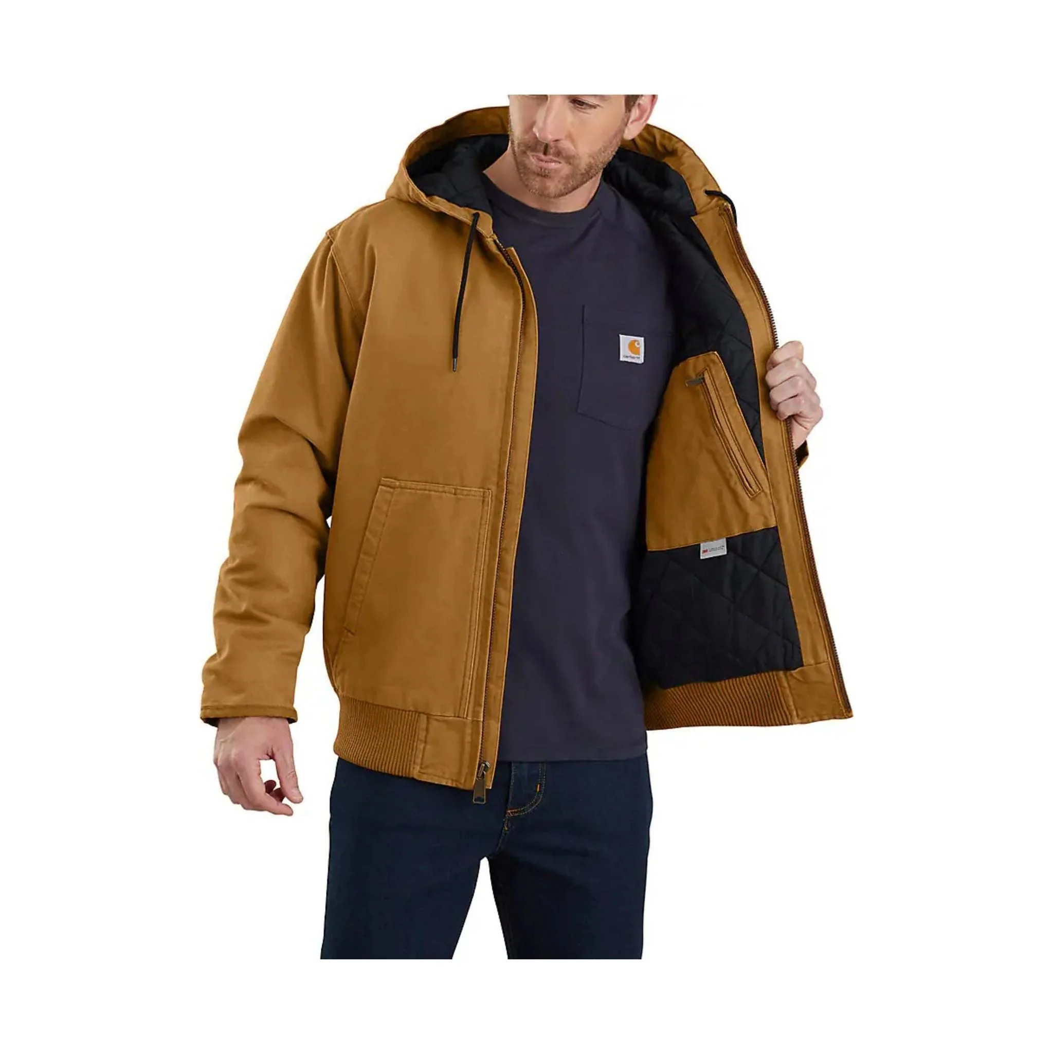 Carhartt Men's Loose Fit Washed Duck Insulated Active Jac - Carhartt Brown - Image 3