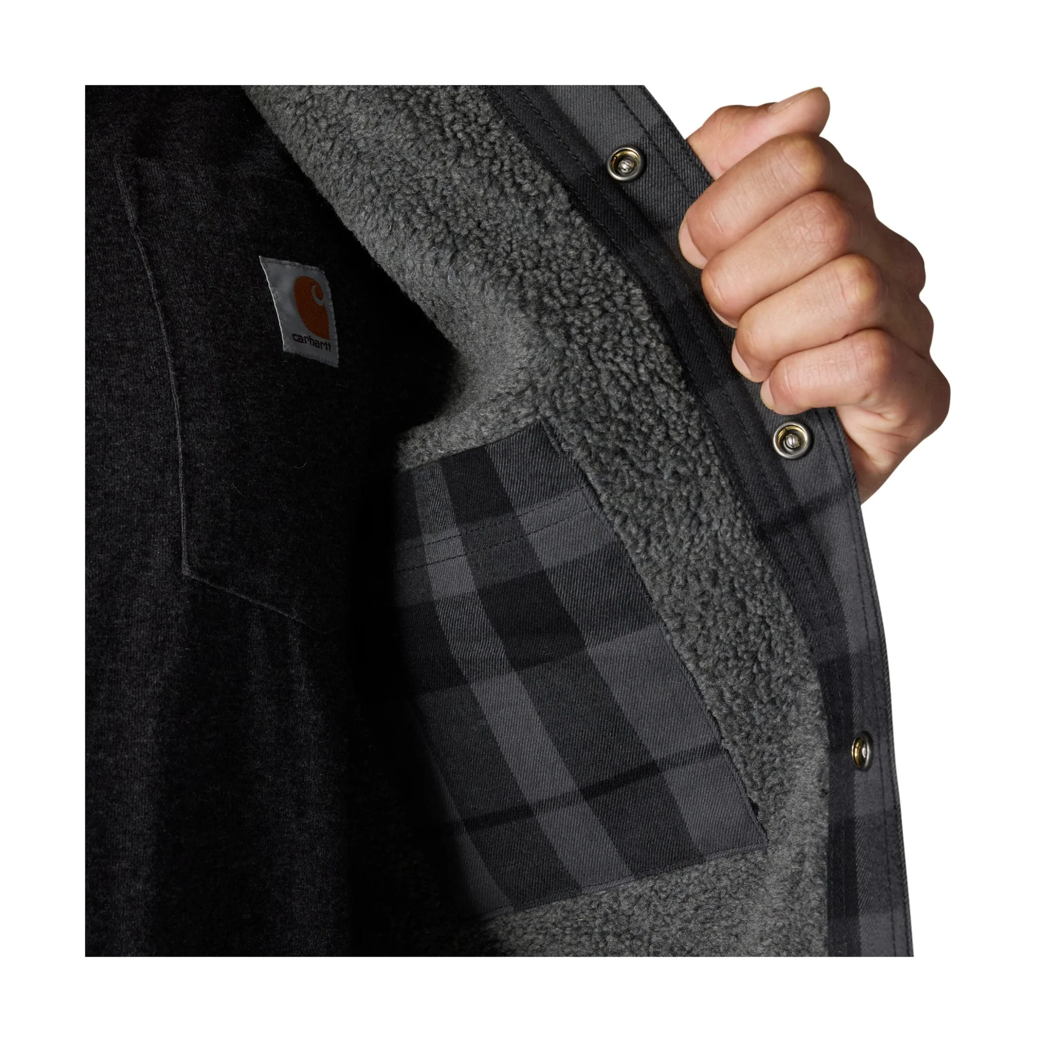 Carhartt Men's Relaxed Fit Flannel Sherpa Lined Shirt Jac - Shadow - Image 3
