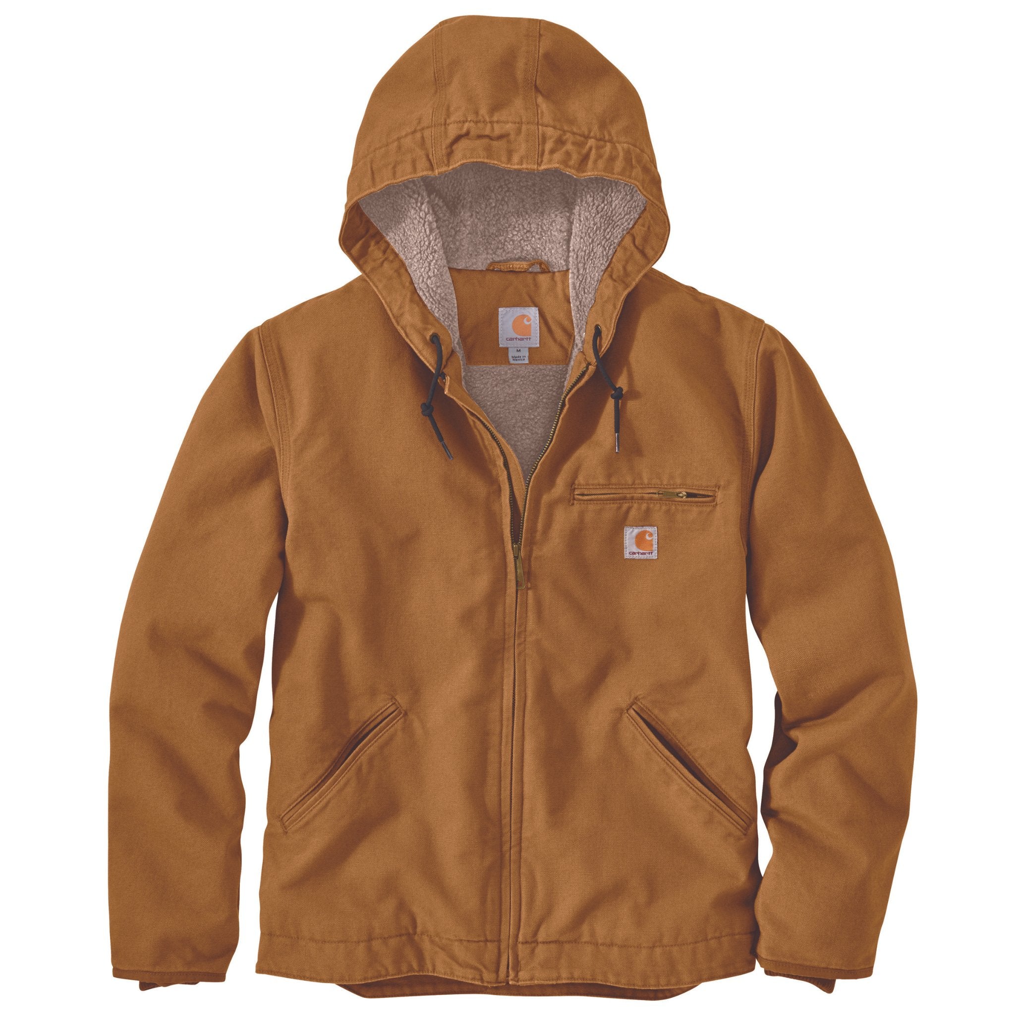 Carhartt Men's Relaxed Fit Washed Duck Sherpa Lined Jacket - Brown - Image 3