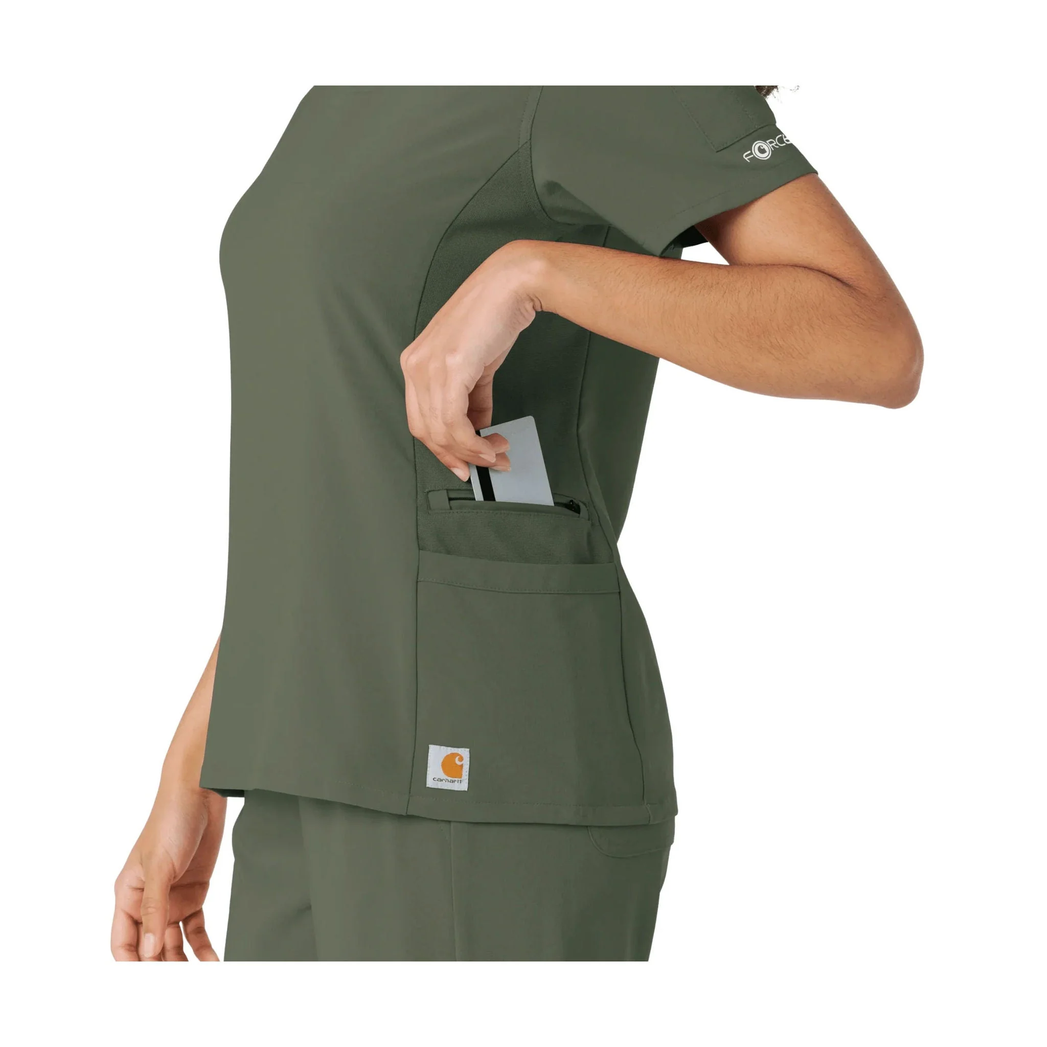 Carhartt Women's Force Cross Flex Knit Panel Scrub - Olive - Image 6