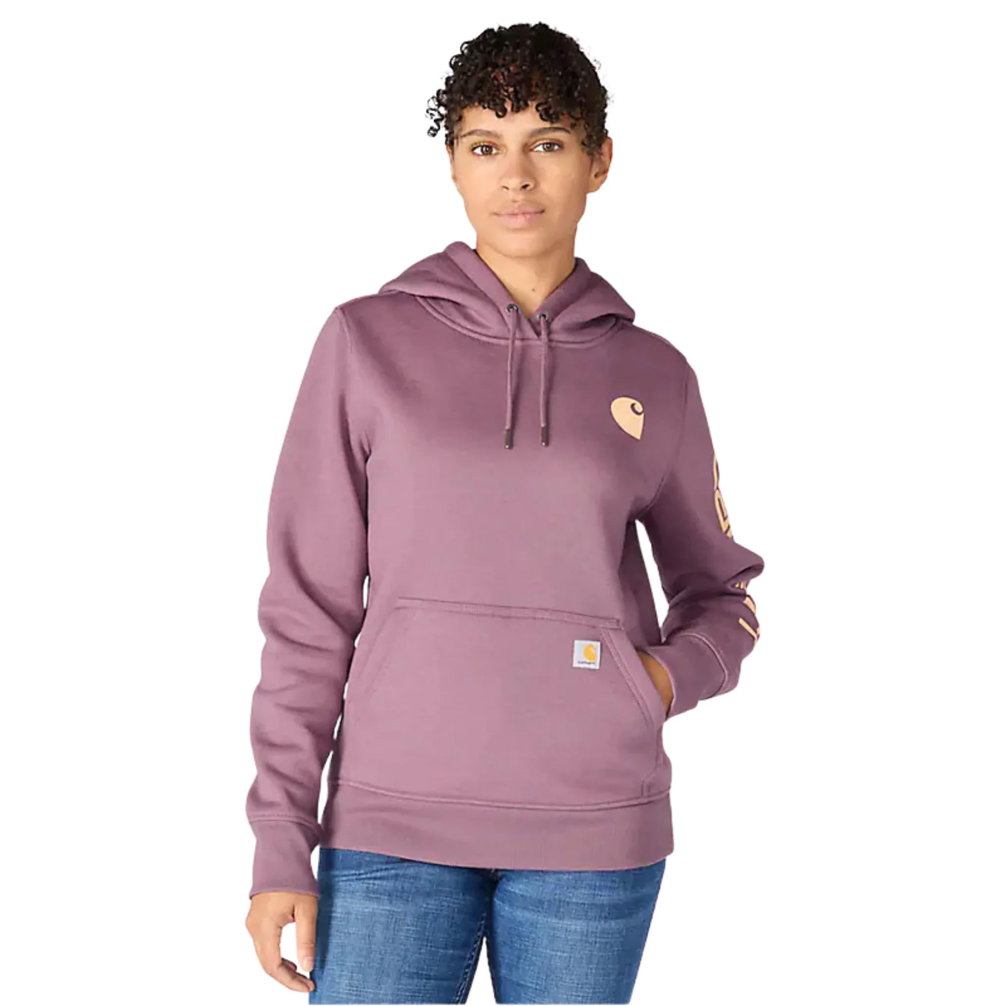 Carhartt Women's Relaxed Fit Midweight Logo Sleeve Graphic Sweatshirt - Ash Berry Heather