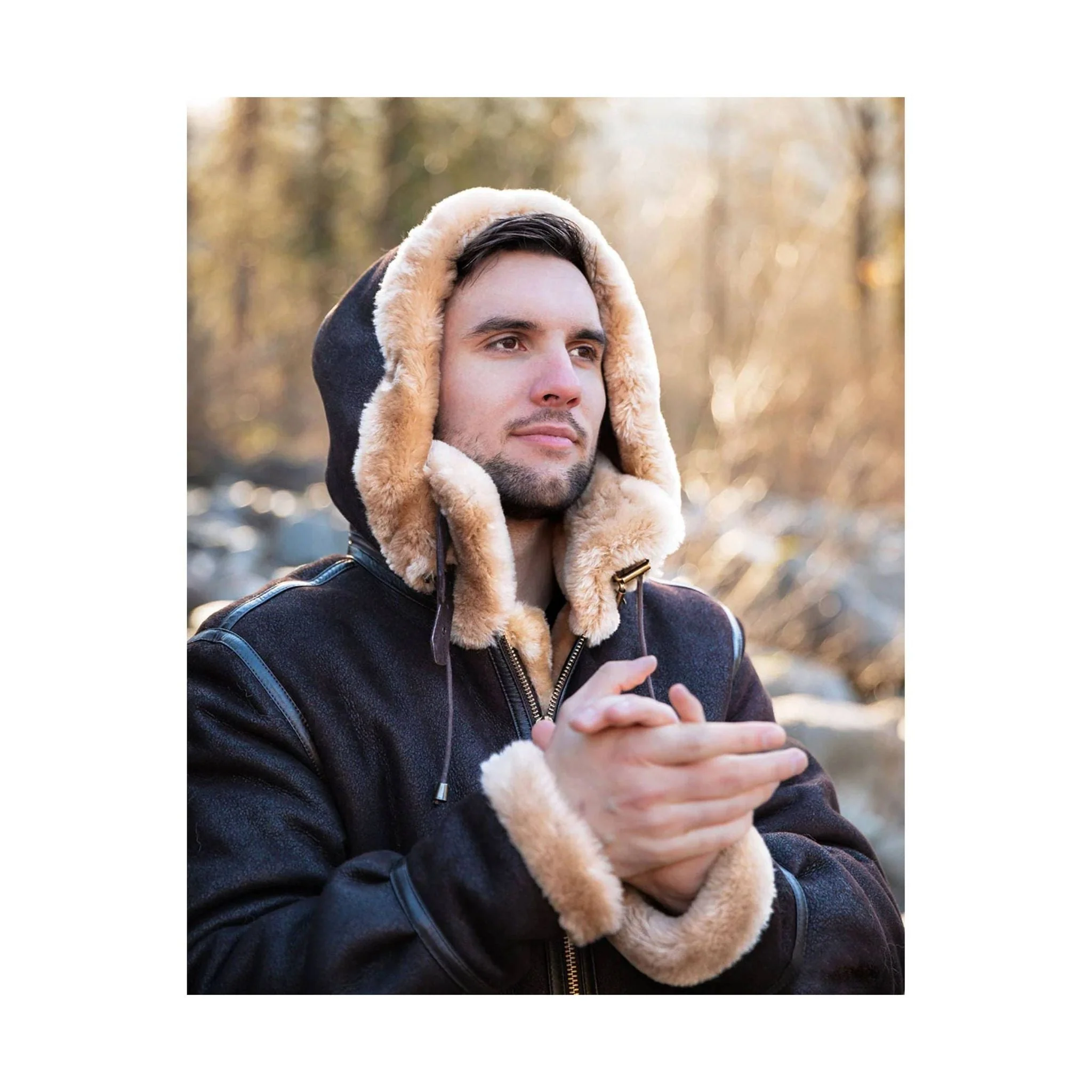 Cloud Nine Men's Sheepskin Bomber Jacket - Espresso - Image 6