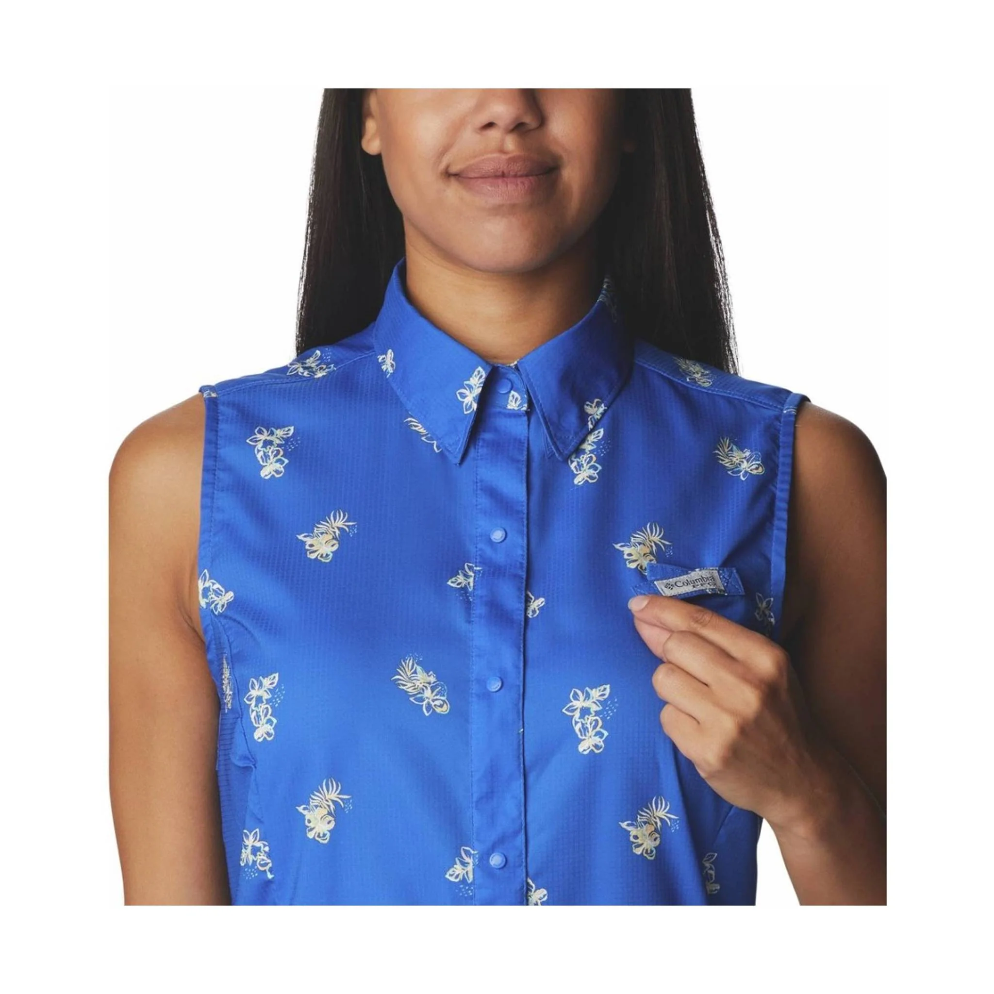 Columbia Women's Super Tamiami Sleeveless Shirt - Blue Macaw Bouquet Foray - Image 5