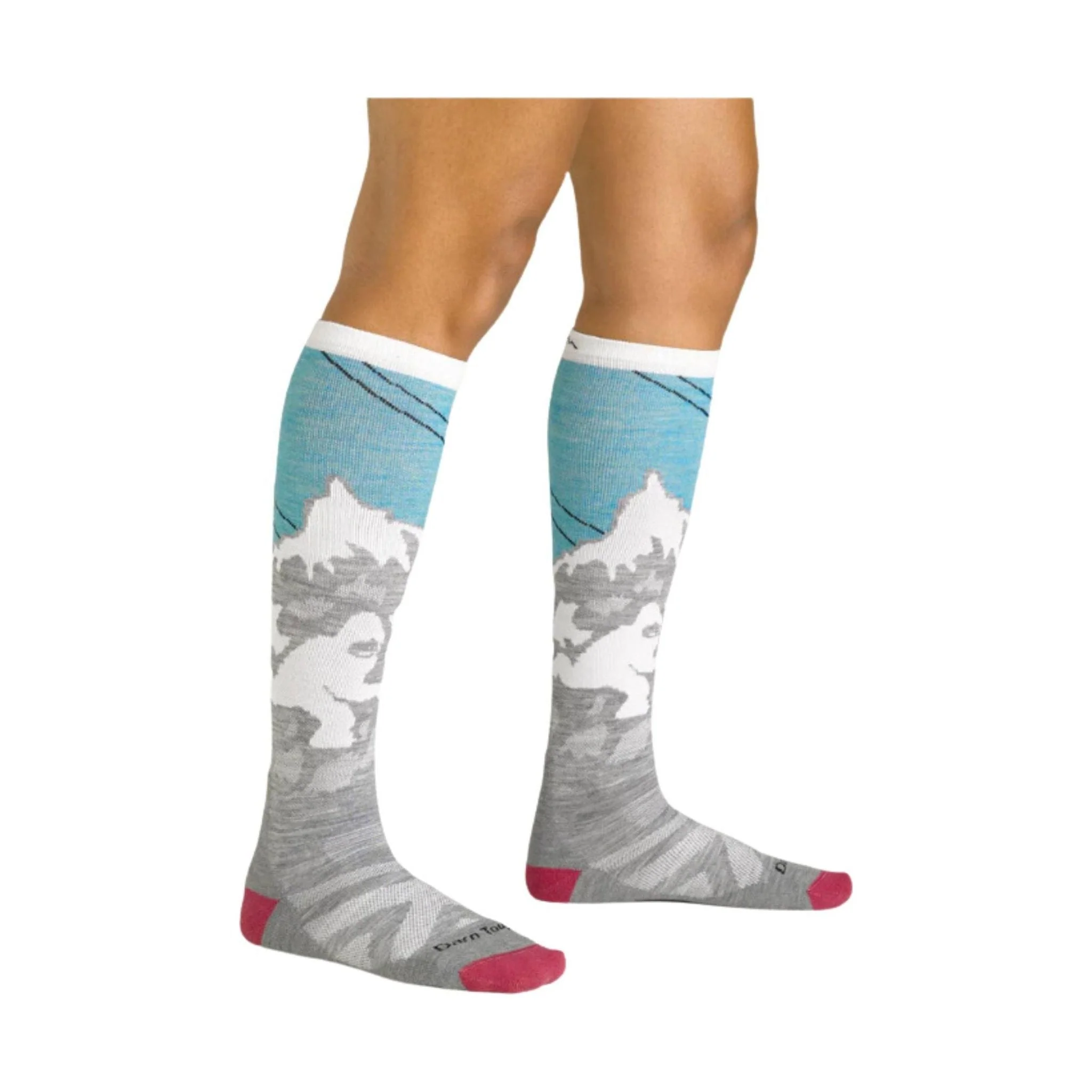 Darn Tough Vermont Women's Yeti Over The Calf Midweight Ski and Snowboard Sock - Aqua - Image 2