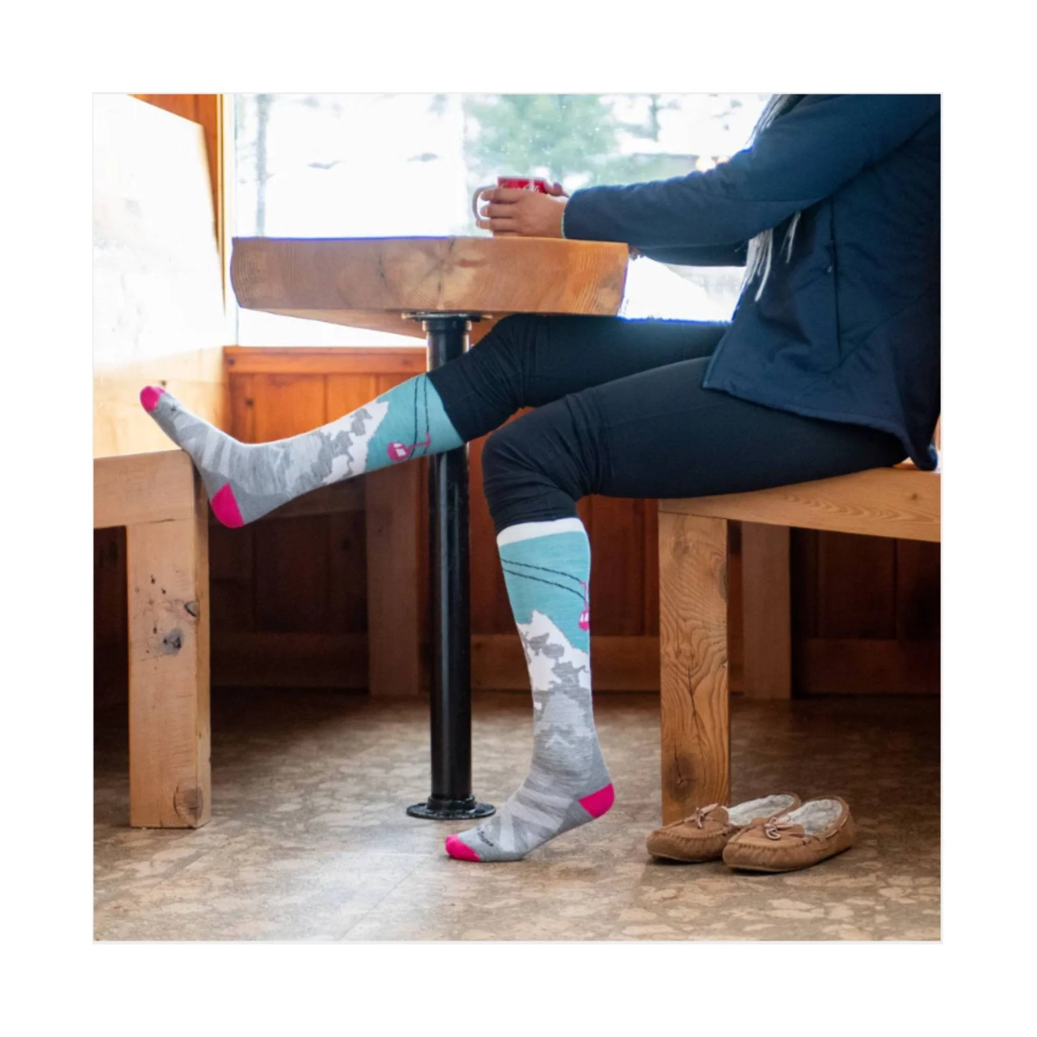 Darn Tough Vermont Women's Yeti Over The Calf Midweight Ski and Snowboard Sock - Aqua - Image 4