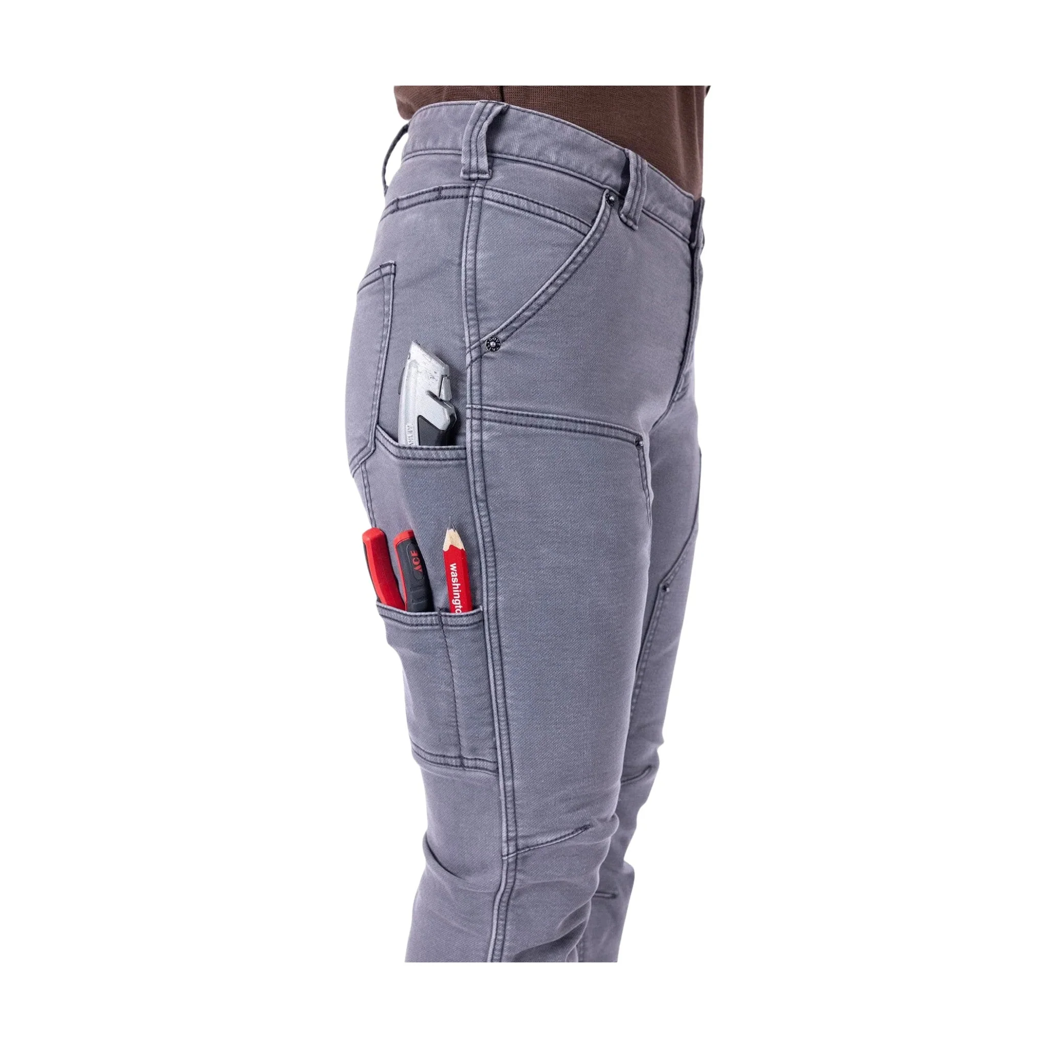 Dovetail Women's Britt Utility Hotswap Thermal Denim Pant - Grey - Image 5