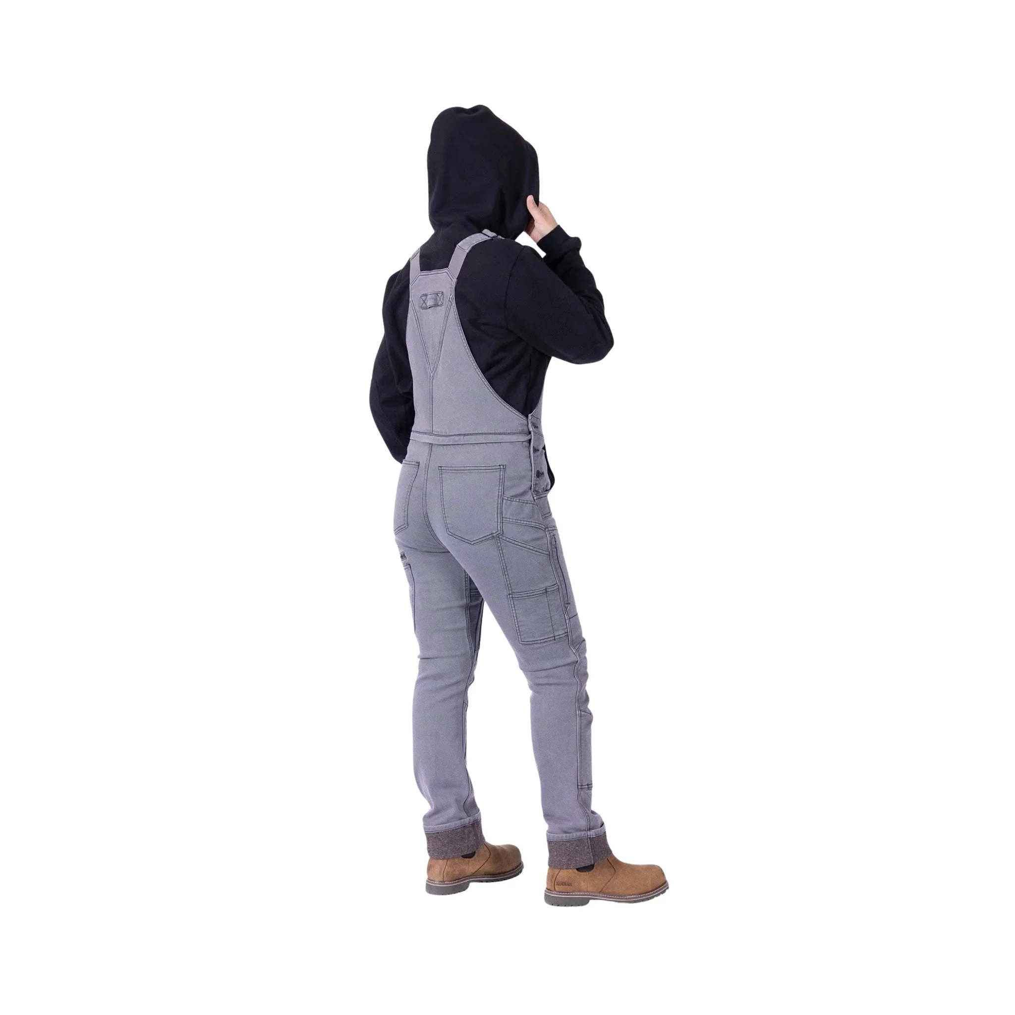 Dovetail Women's Freshly Hotswap Thermal Denim Overalls - Grey - Image 4