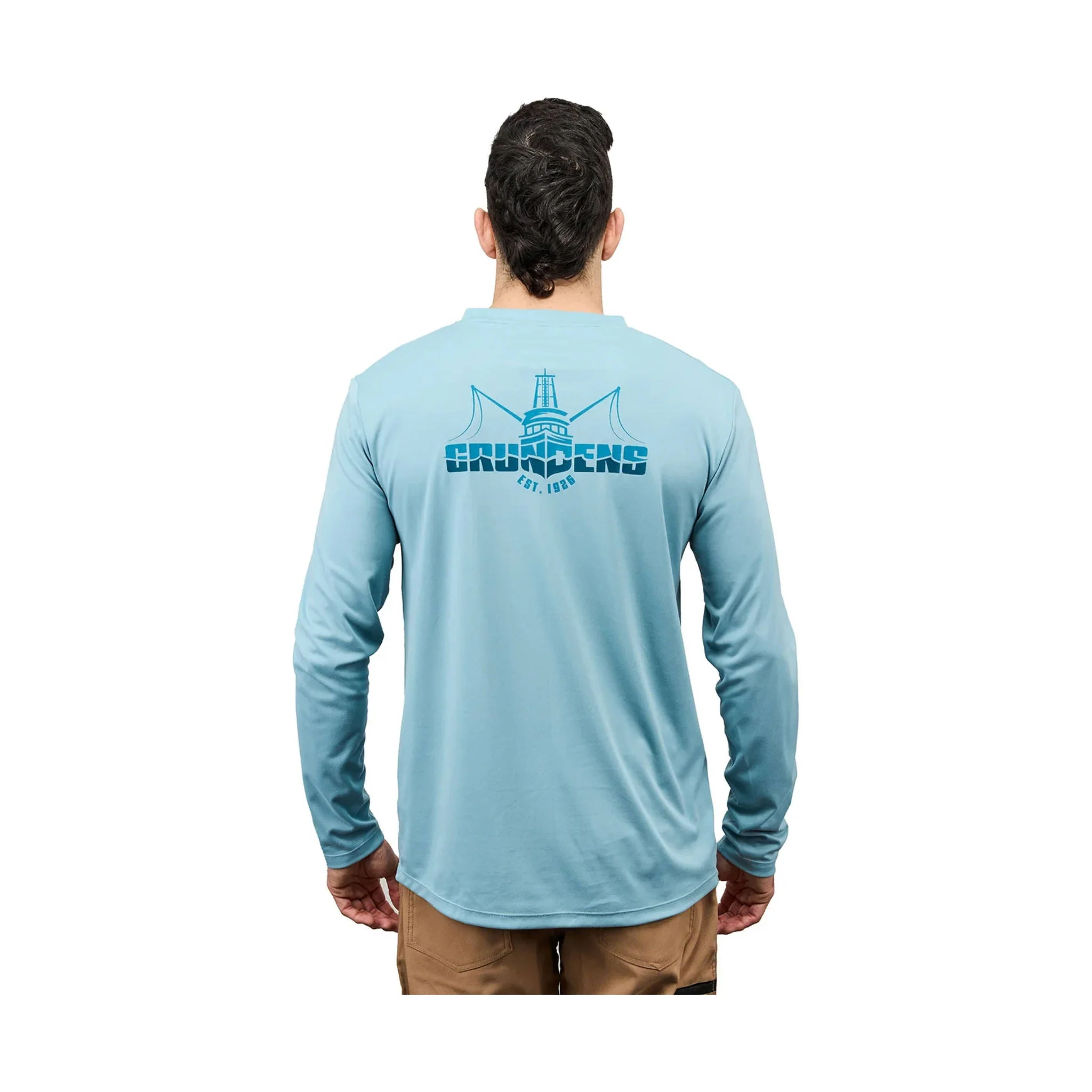 Grundens Men's Logo Boat Long Sleeve Tech Tee - Surf - Image 2