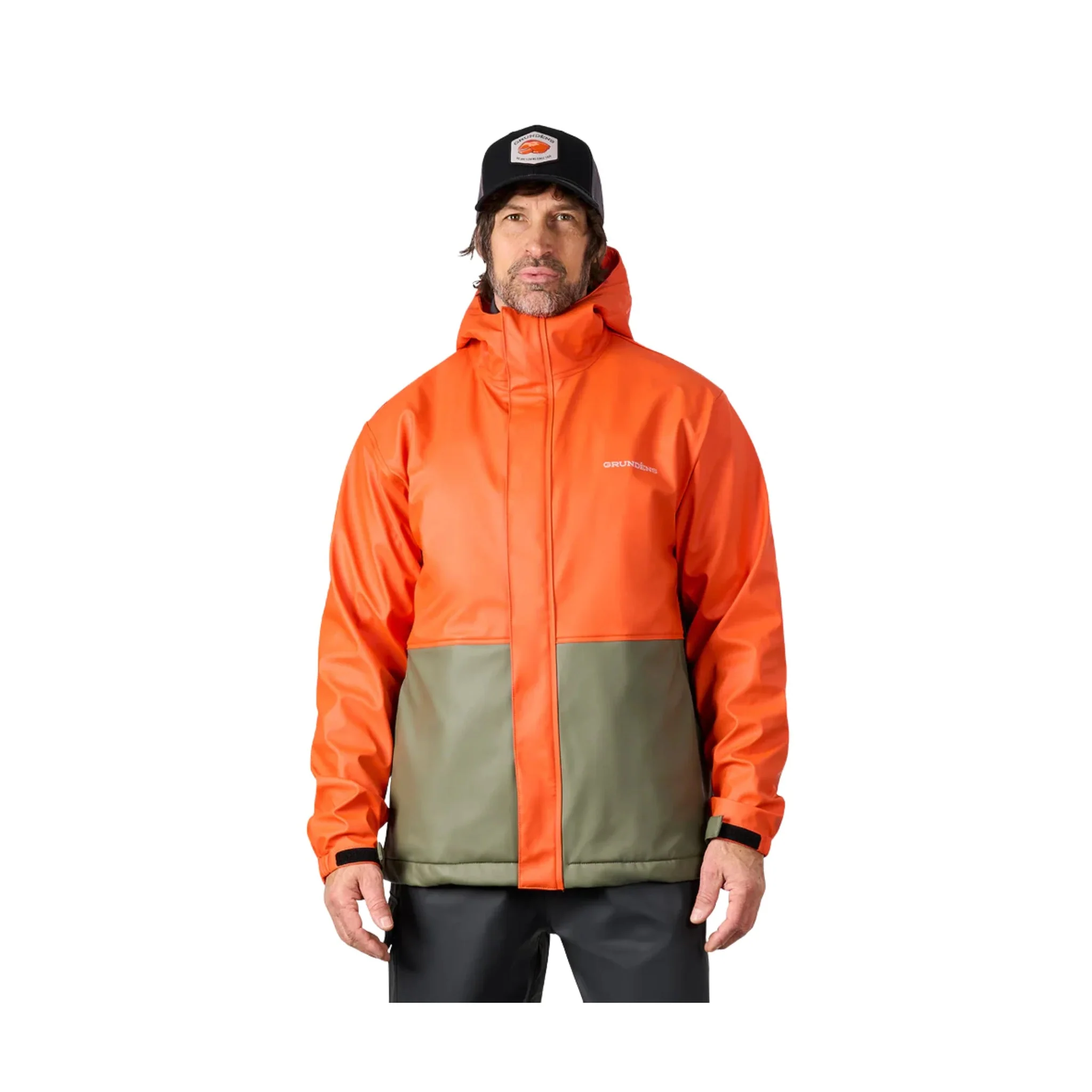 Grundens Men's Neptune Thermo Rain Jacket - Orange/Olive