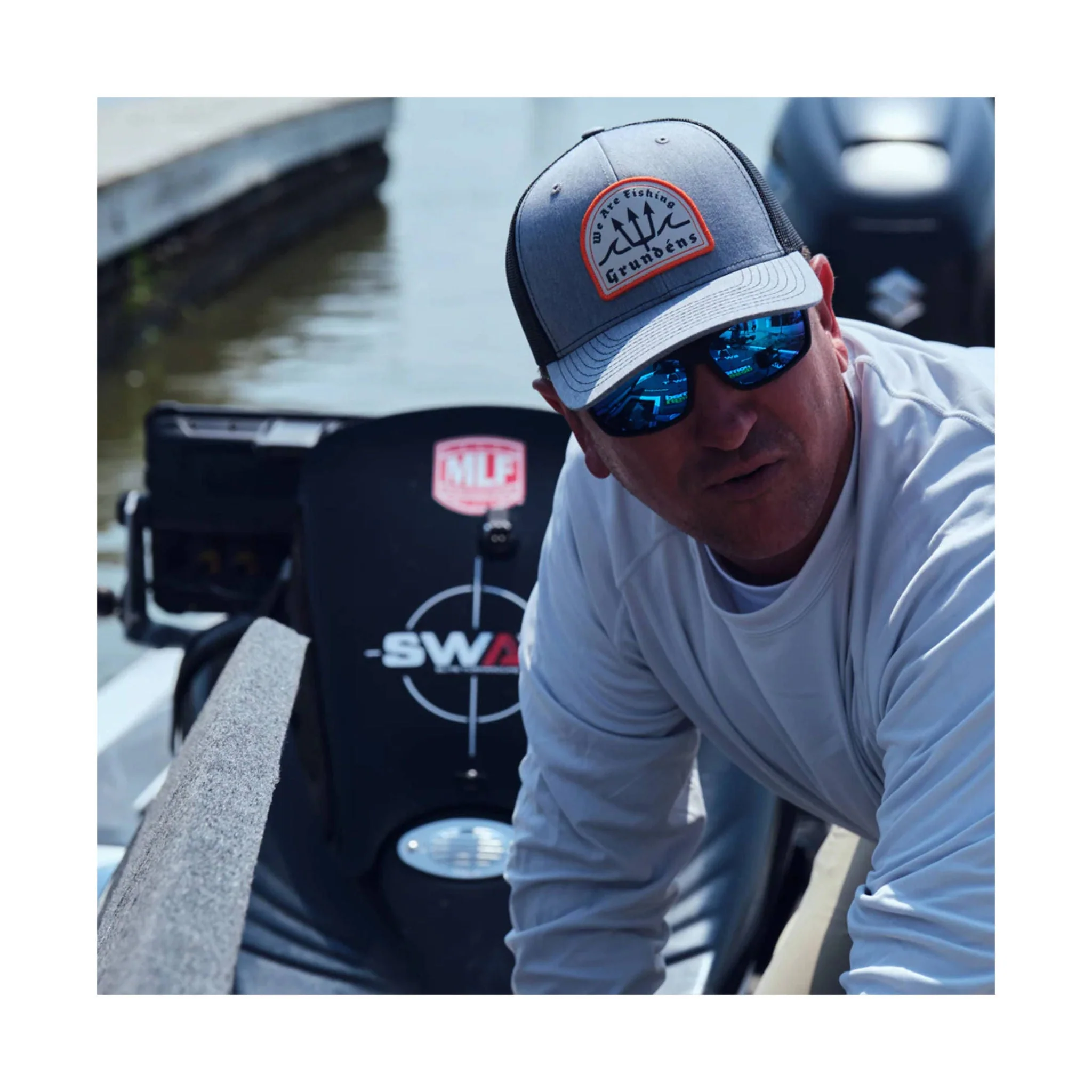 Grundens Poseidon Trucker Hat - Heather Grey/Black - Image 3