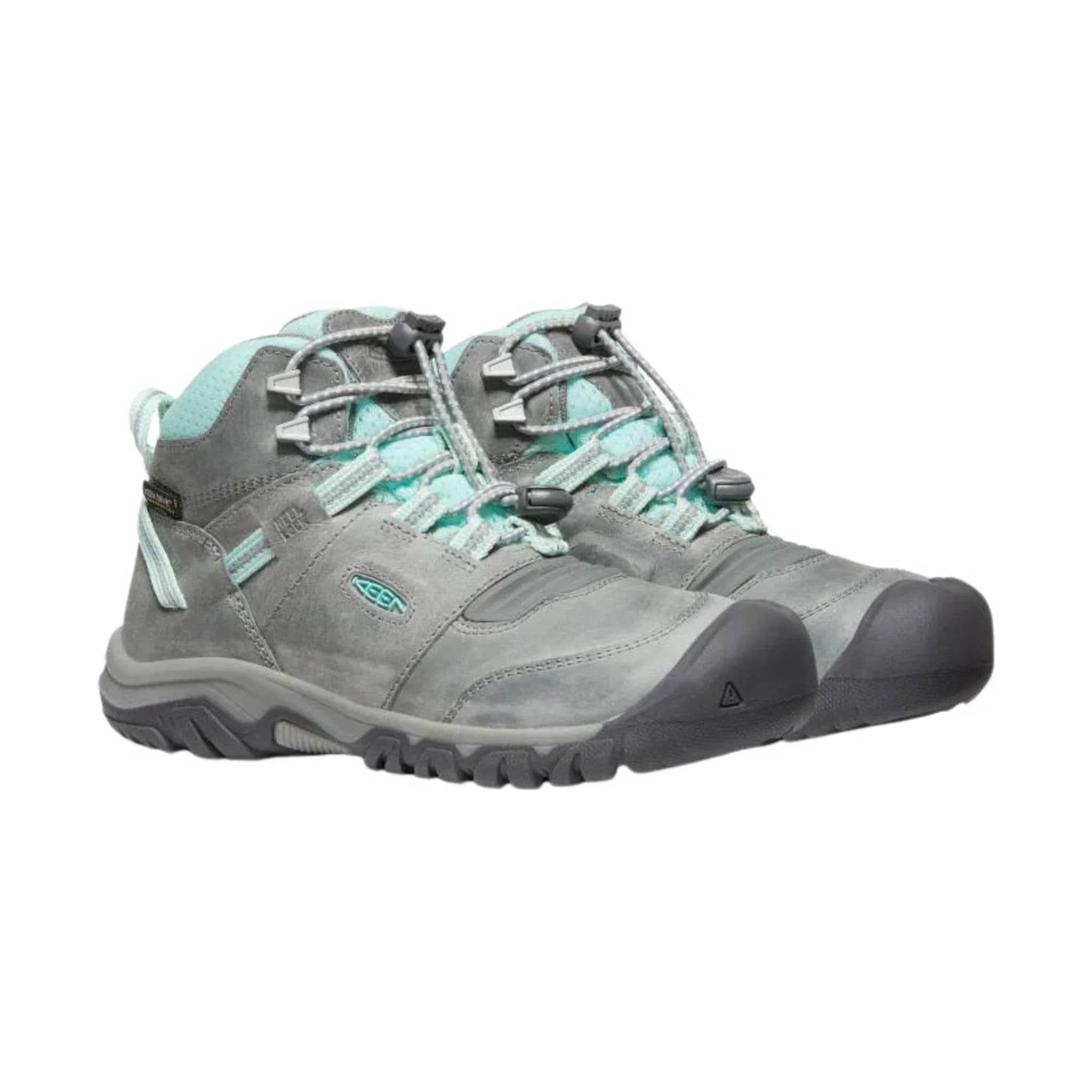 KEEN Big Kids' Ridge Flex Waterproof Mid Boot- Grey/Blue Tint - Image 3
