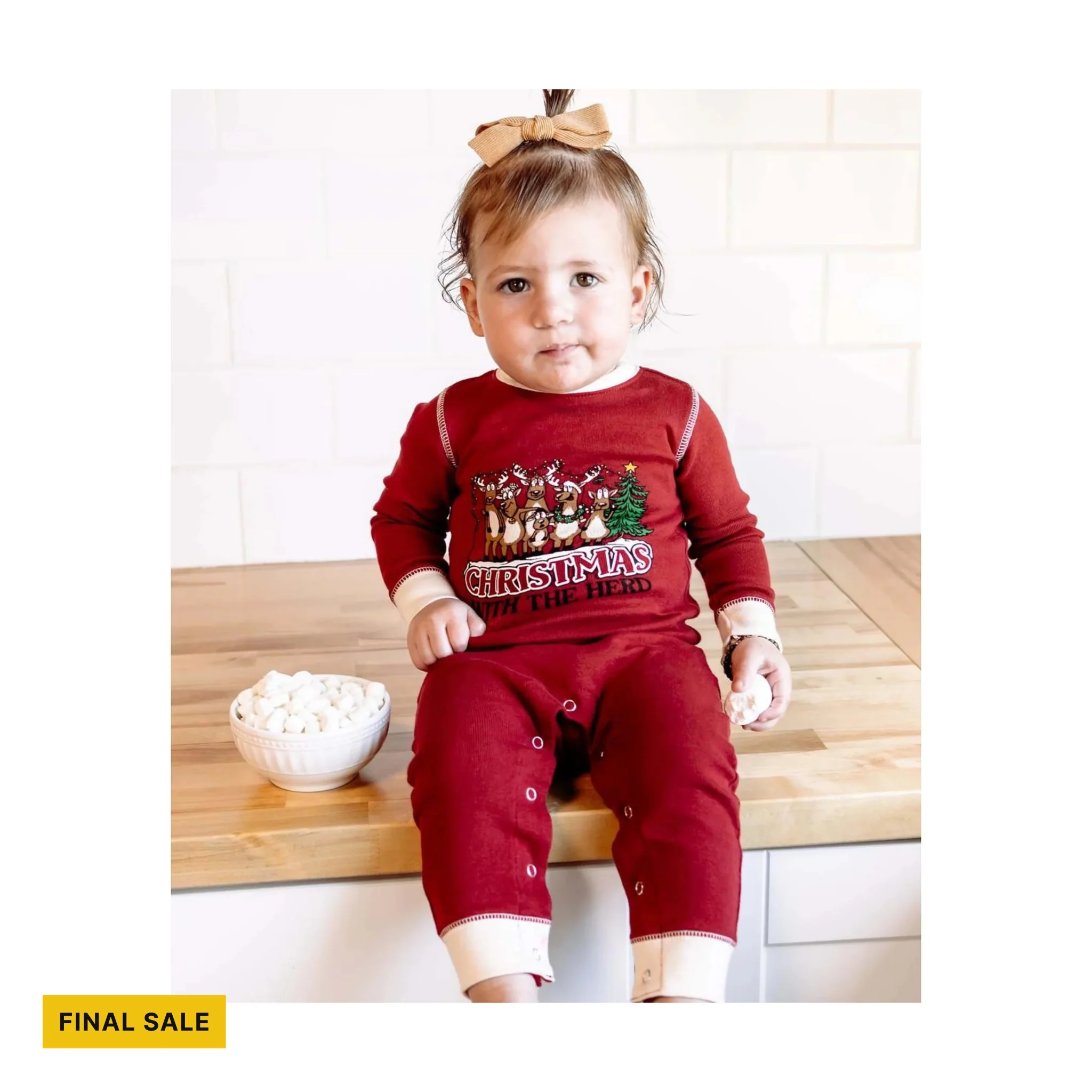 Lazy One Infant Christmas With The Herd Union Suit - Red