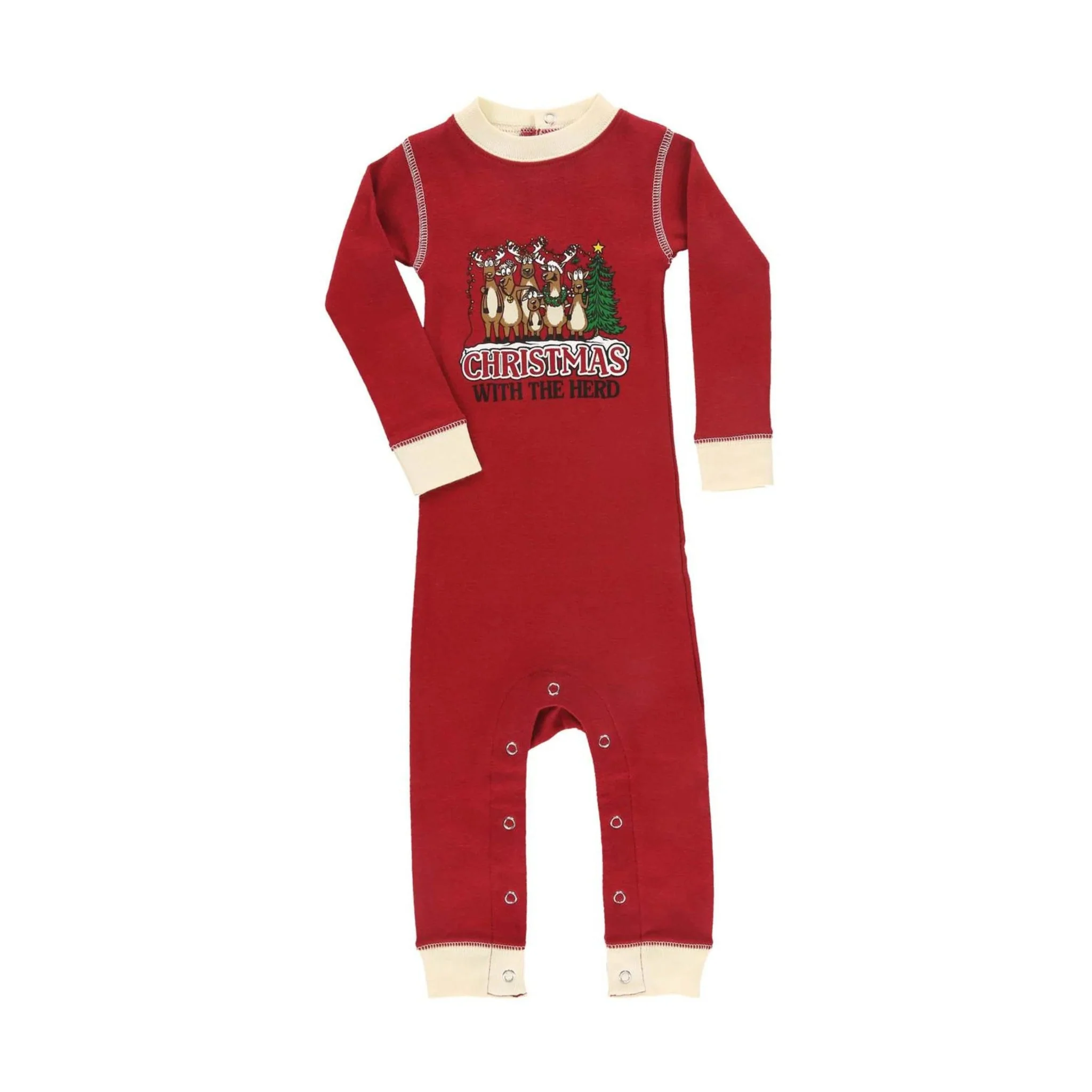 Lazy One Infant Christmas With The Herd Union Suit - Red - Image 2