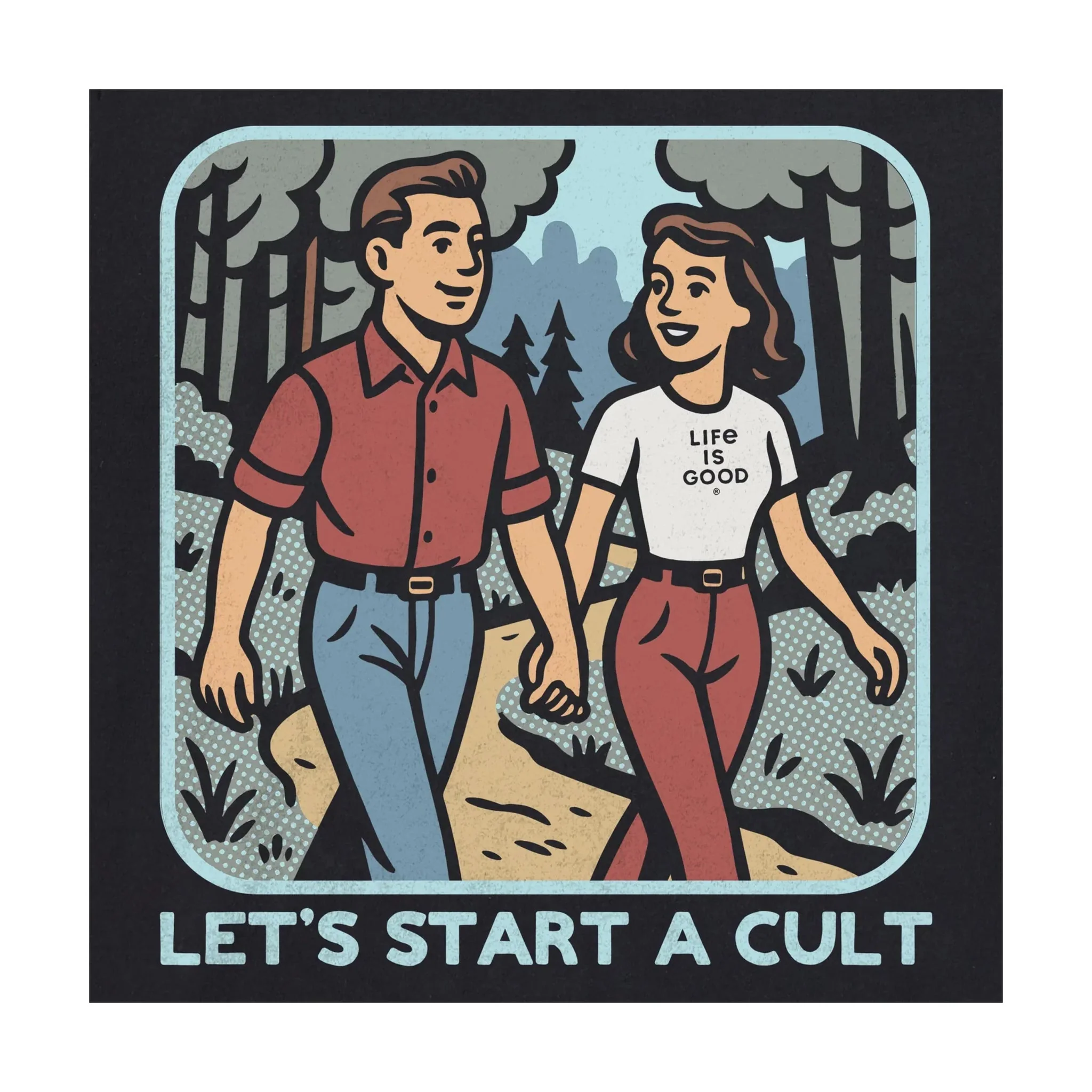 Life Is Good Men's Bert's Shirts Let's Start A Cult Short Sleeve Crusher Tee - Faded Black - Image 2