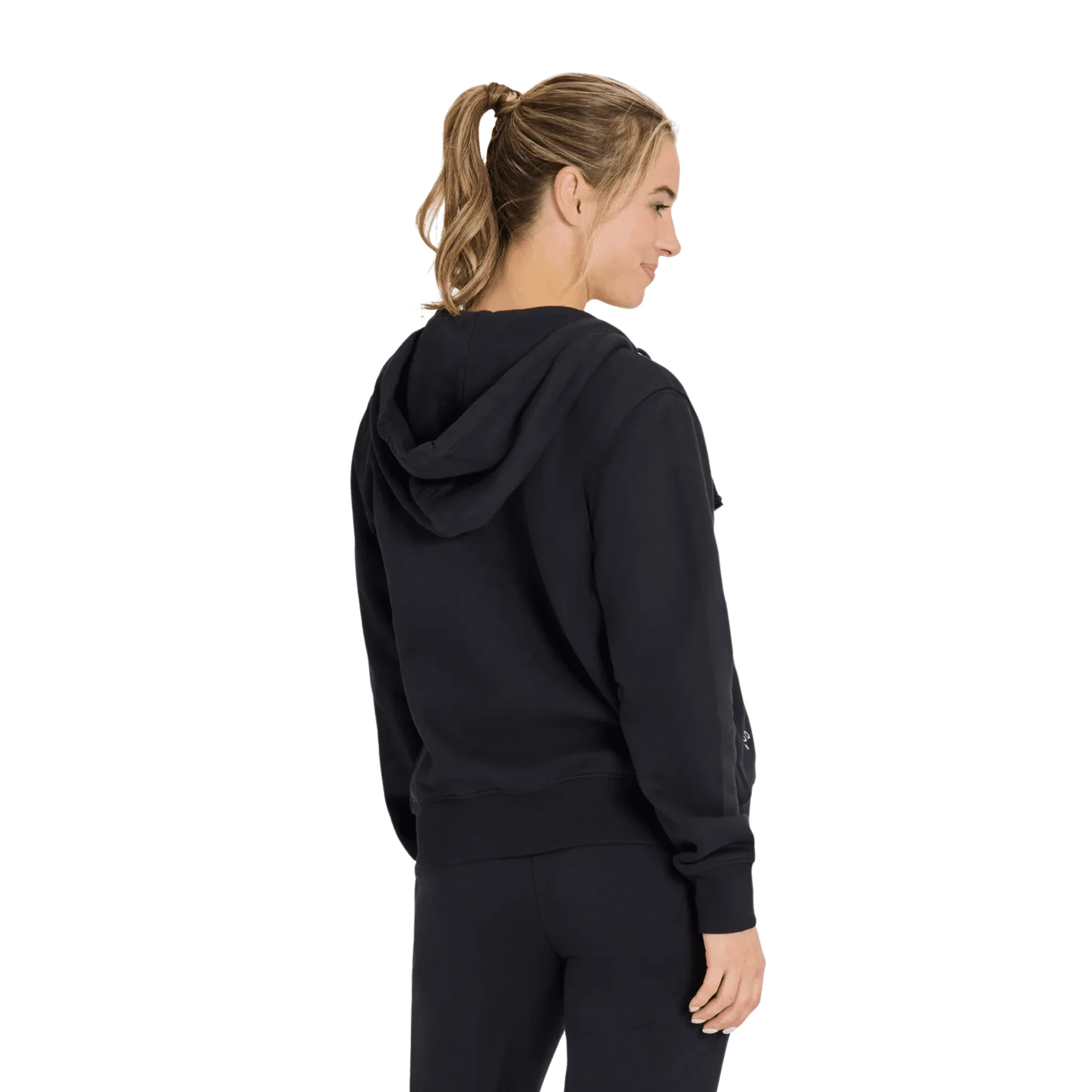 Life Is Good Women's Crafty LIG Stacked Good Vibes Fleece Zip Hoodie - True Black - Image 3