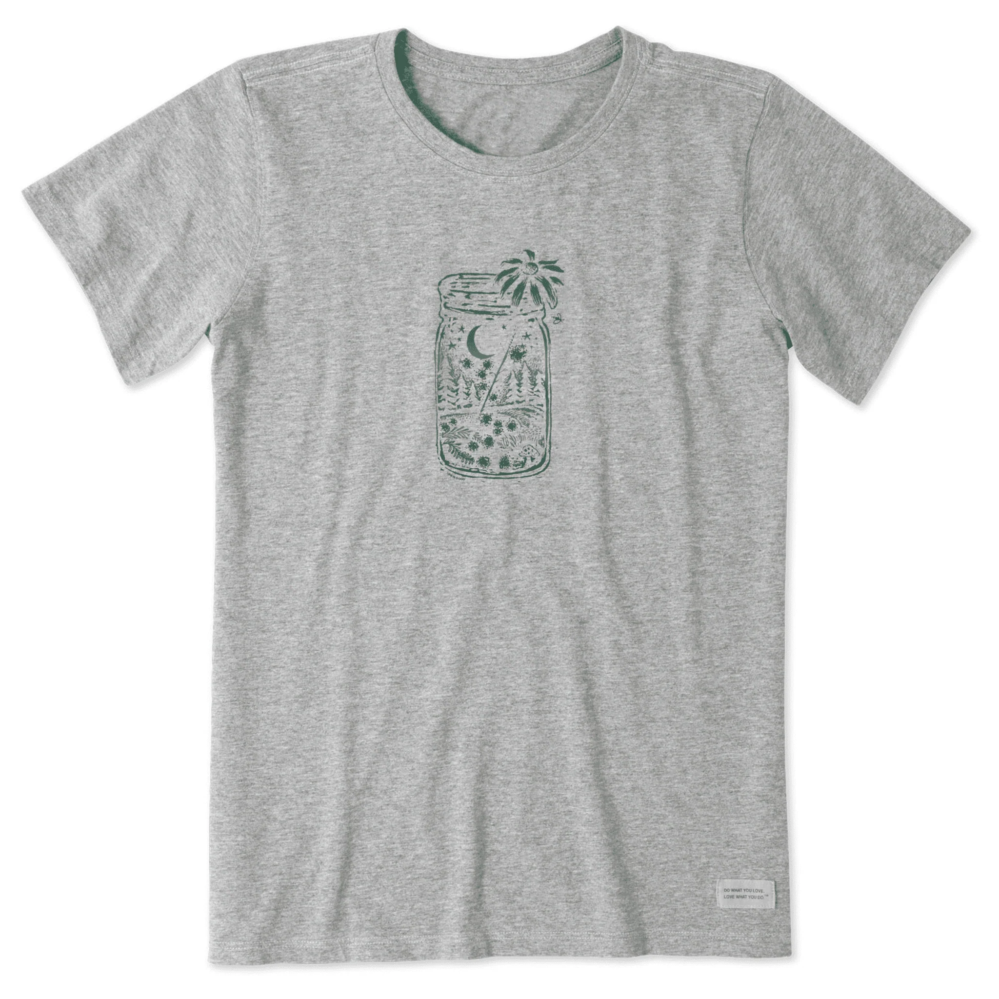 Life Is Good Women's Firefly Moon Jar Short Sleeve Crusher Tee - Heather Gray