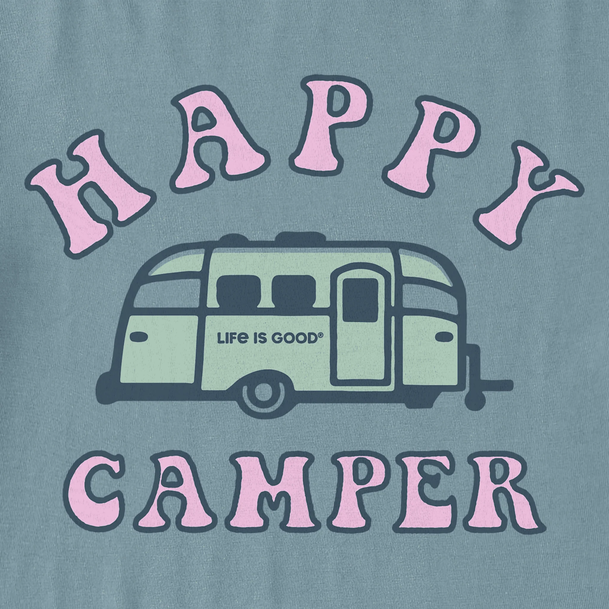 Life Is Good Women's Happy Camper Long Sleeve Crusher Tee - Smoky Blue - Image 2