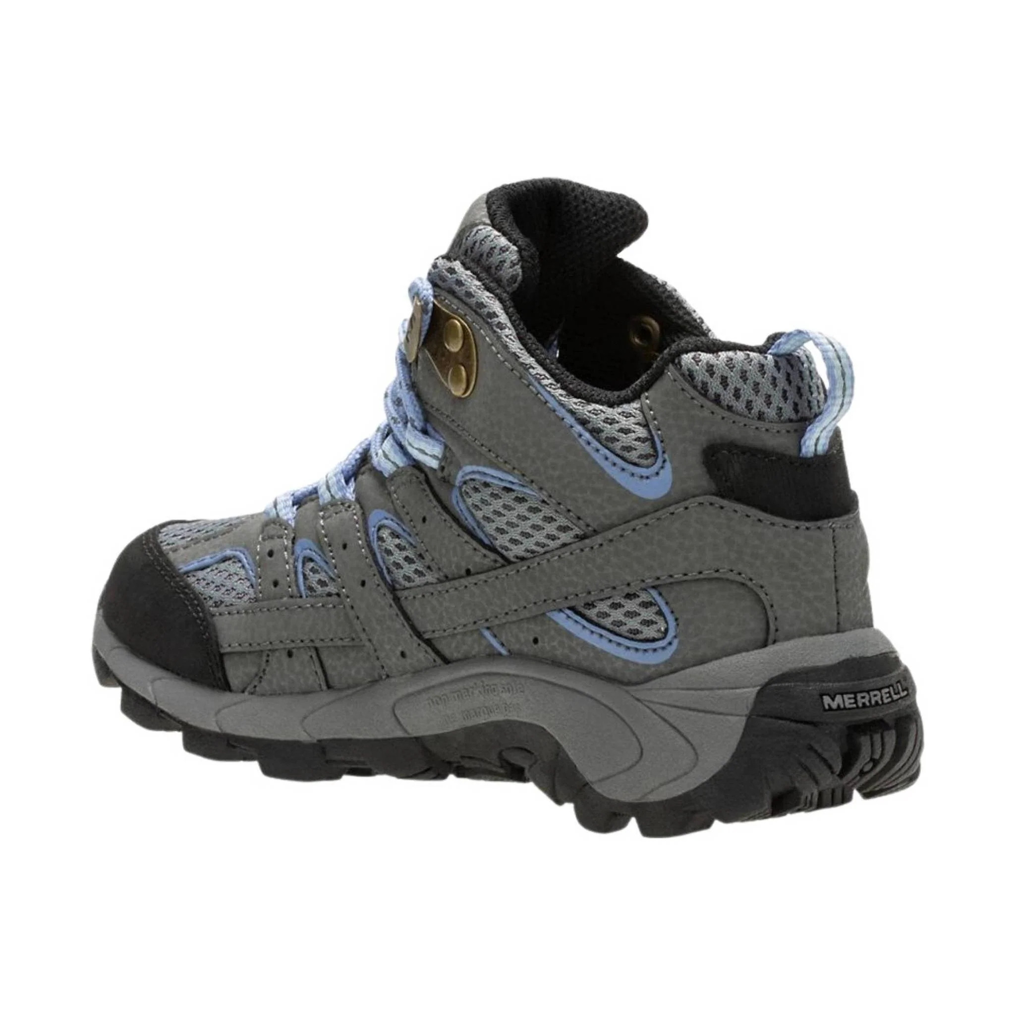 Merrell Kids' Moab Mid Waterproof Boot - Grey/Periwinkle - Image 2