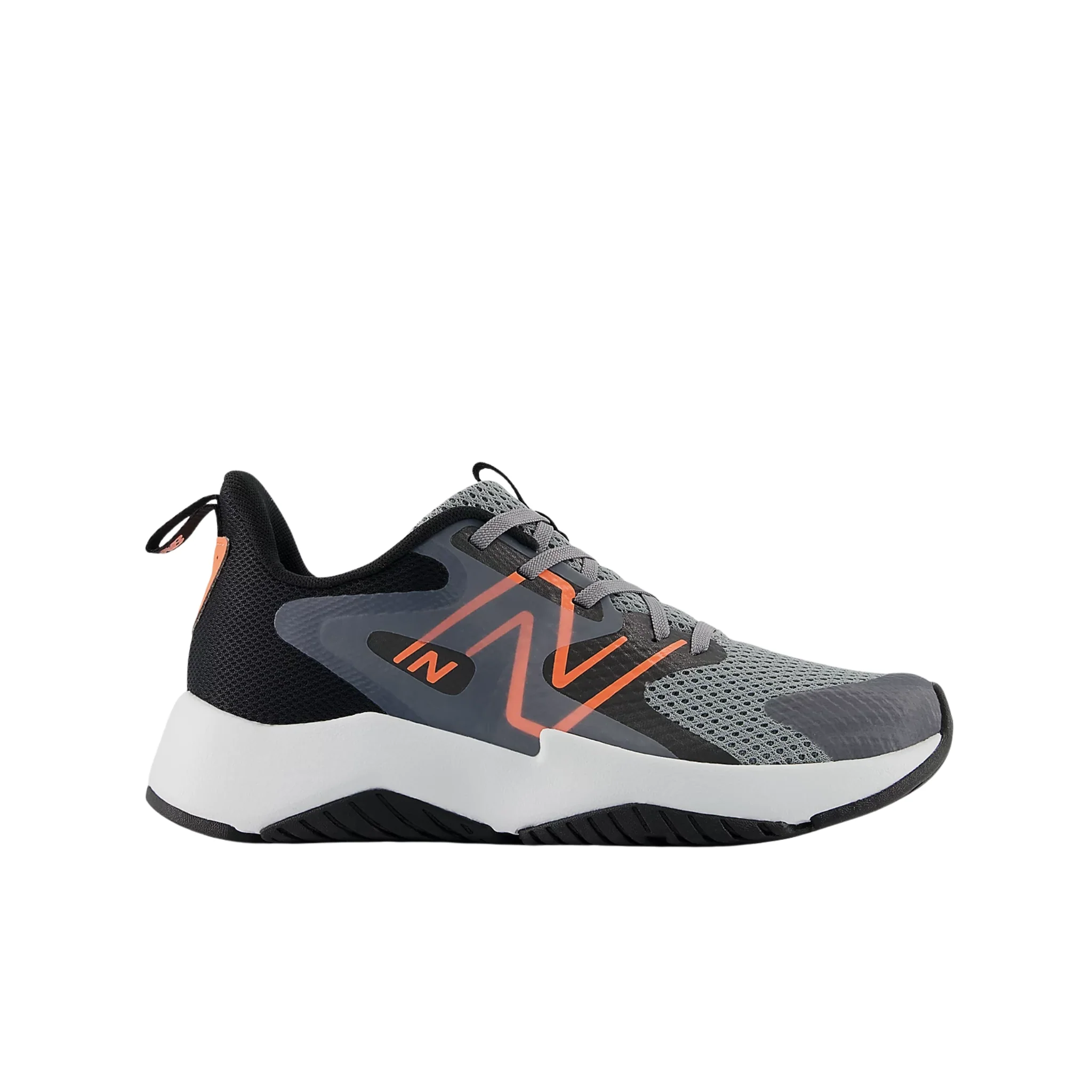 New Balance Big Kids' Rave Run v2 Lace Shoes - Slate Grey With Black And Tangerine Heat