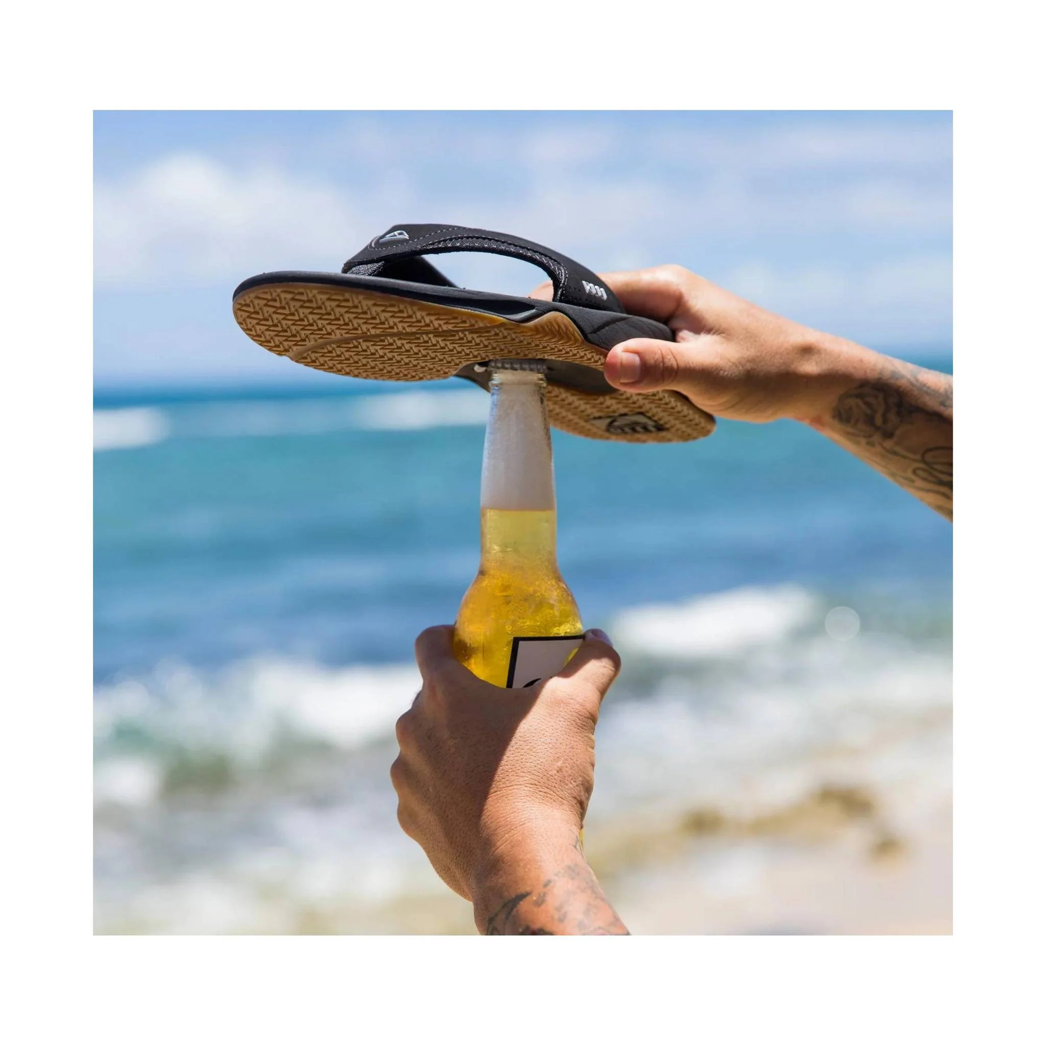 Reef Men's Fanning Flip Flop - Black - Image 4