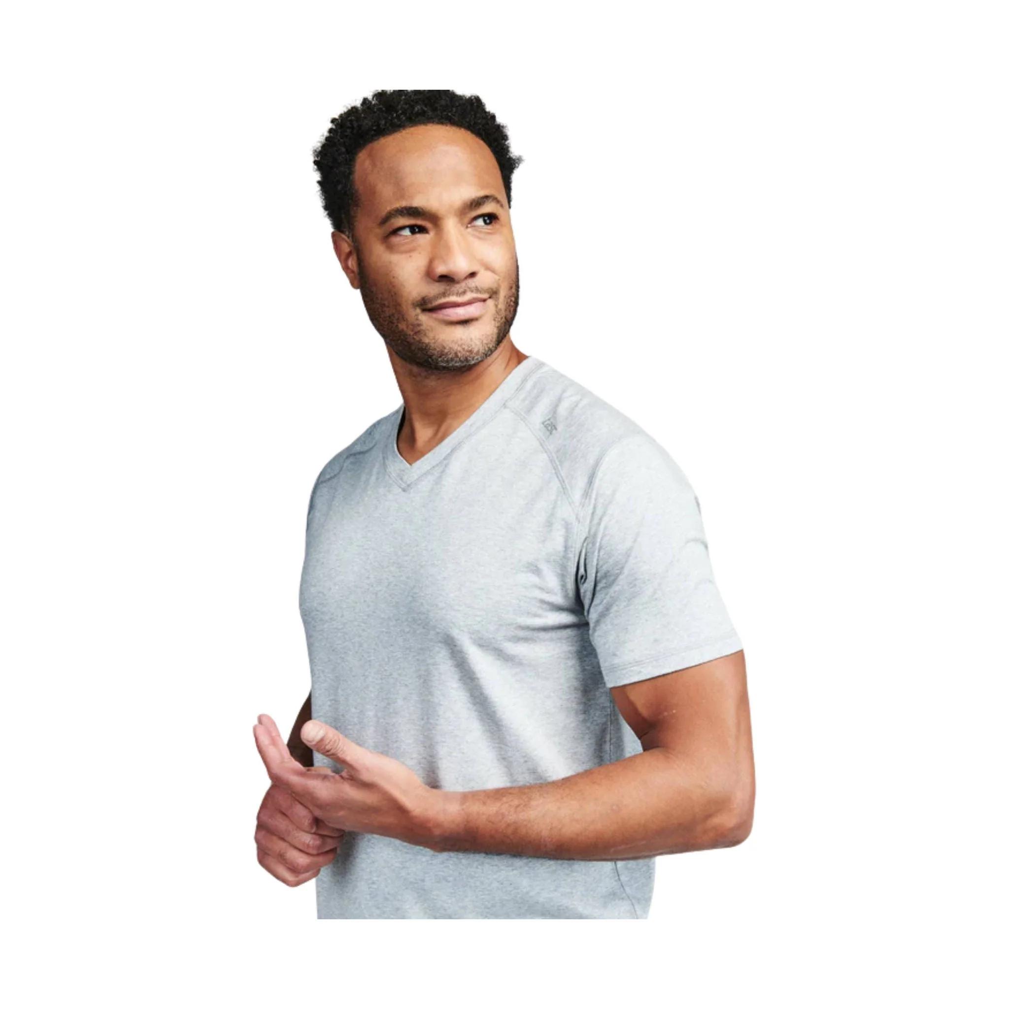Tasc Men's Carrollton Fitness V Neck Tee - Perfect Grey Heather - Image 2