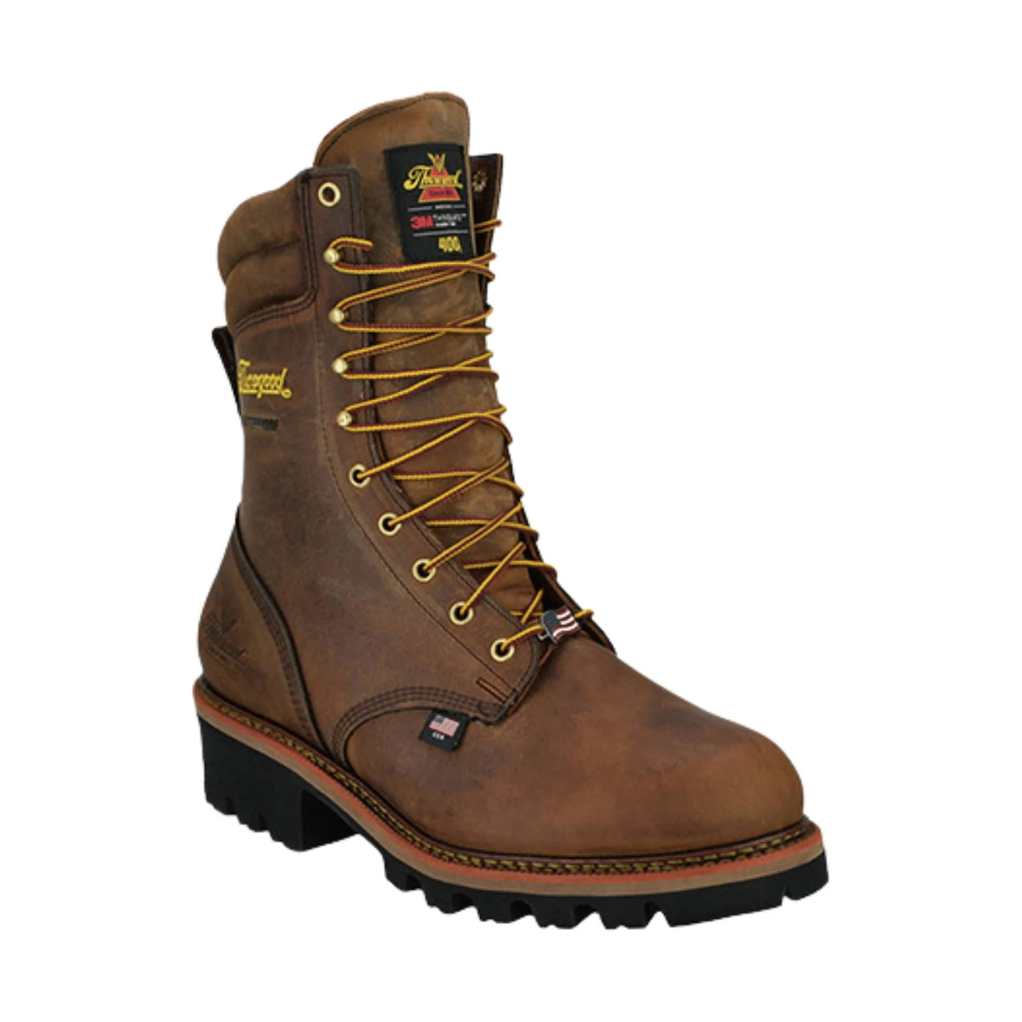 Thorogood Men's Logger 9 Inch 400g Insulated Waterproof Work Boot - Brown - Image 2