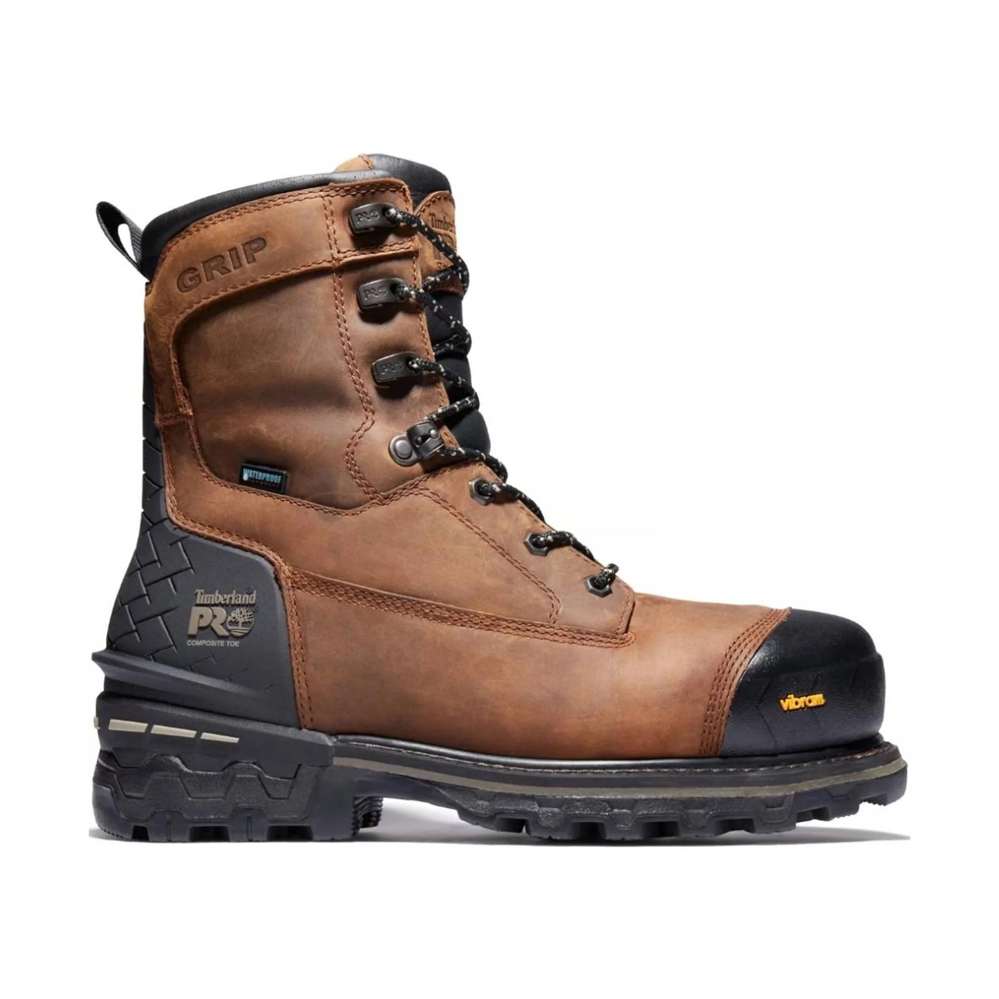 Timberland Pro Men's Boondock HD 8 Inch Composite Toe Work Boot - Distressed Brown Full-Grain