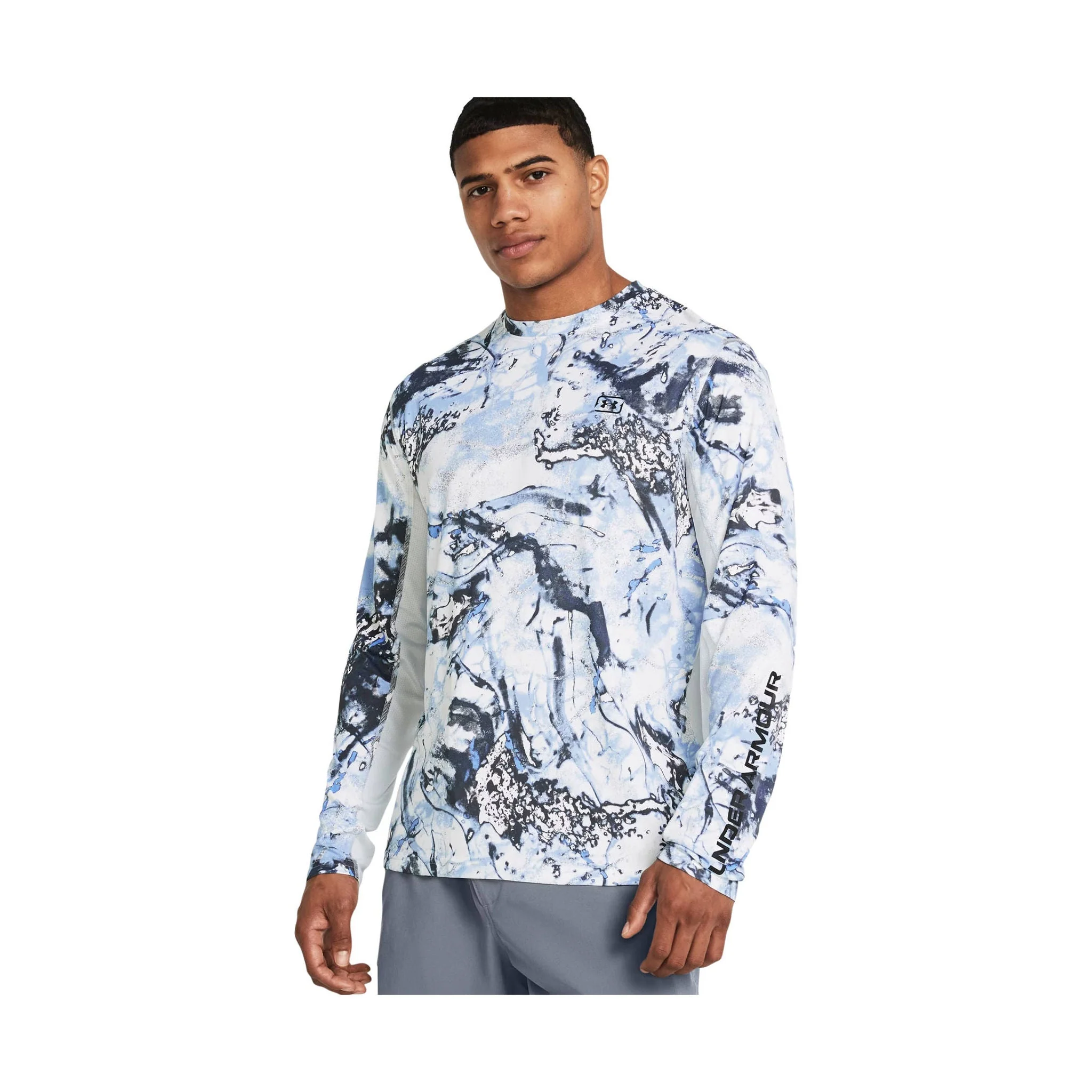 Under Armour Men's Fish Pro Camo Long Sleeve - Carolina Blue/Halo Gray/Black