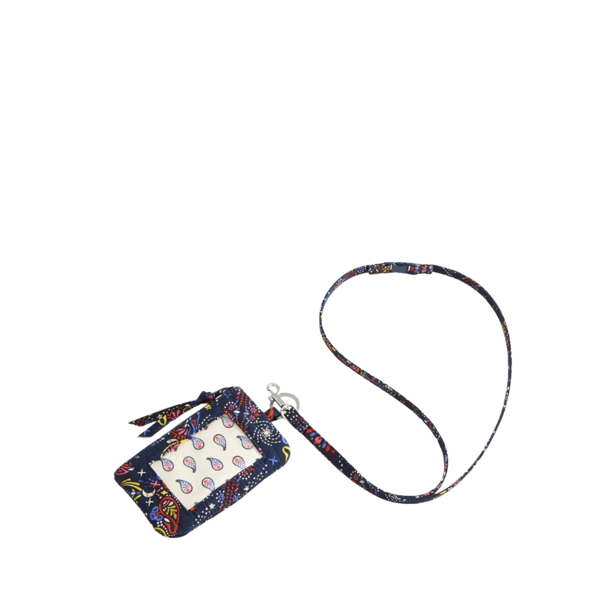 Vera Bradley Zip ID Pouch With Breakaway Lanyard - Starry Paisley In Premium Cotton