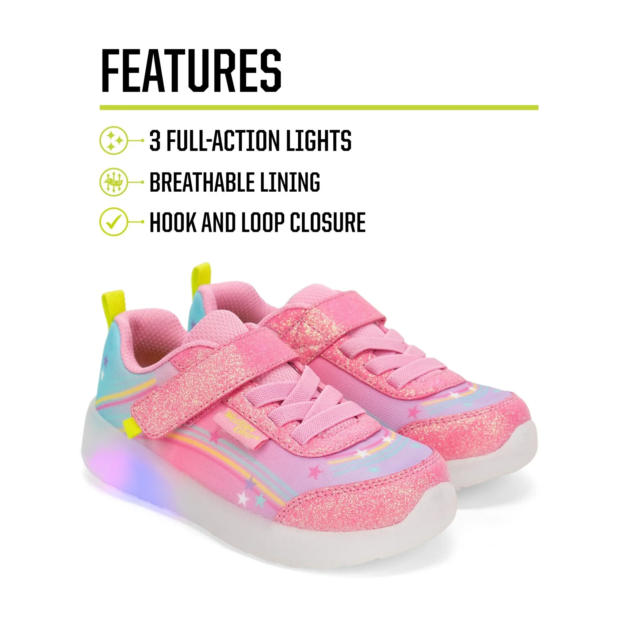 Western Chief Kids' Lighted Flash Feet Sneaker - Pink - Image 5