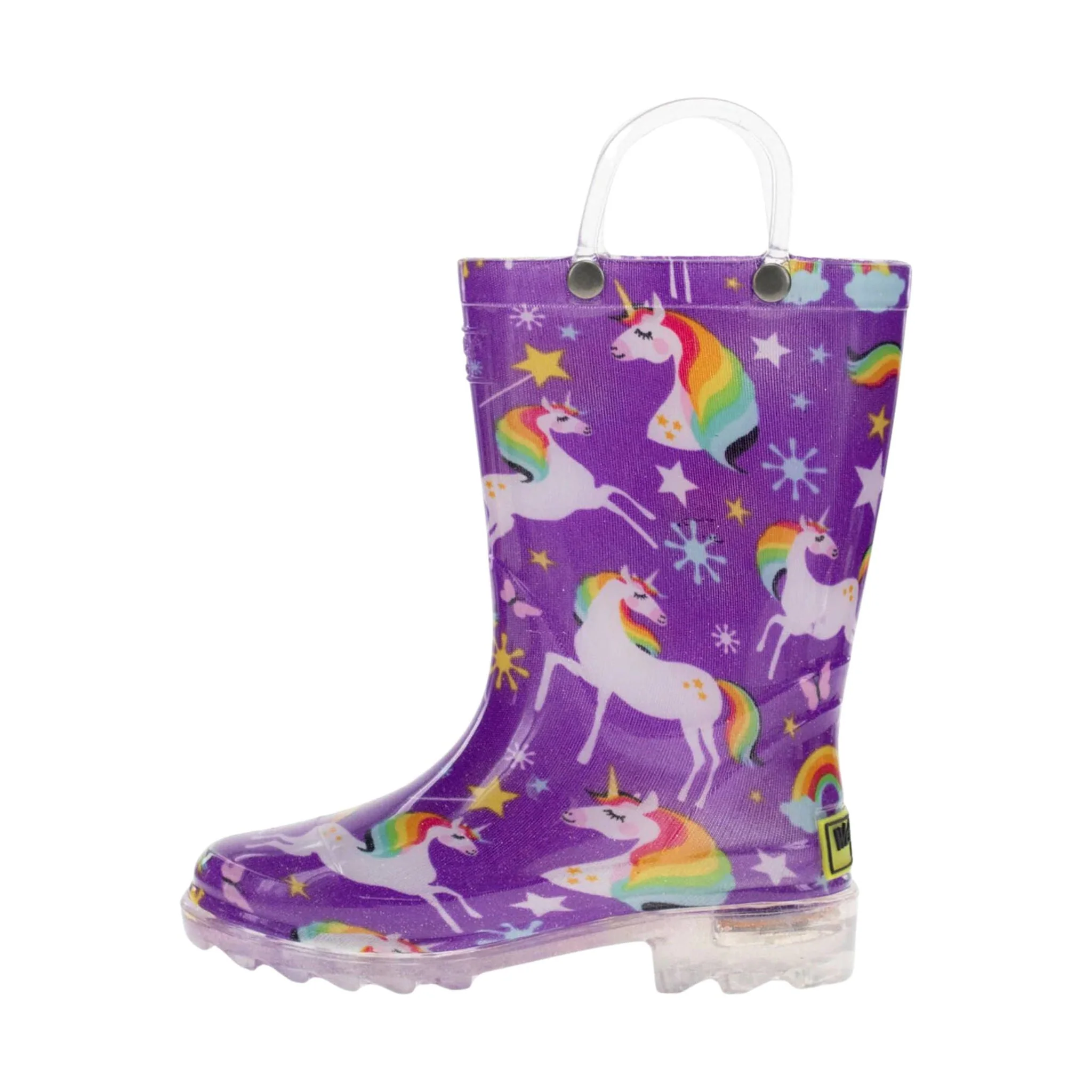 Western Chief Kids' Rainbow Unicorn Lighted Rain Boot - Purple - Image 2