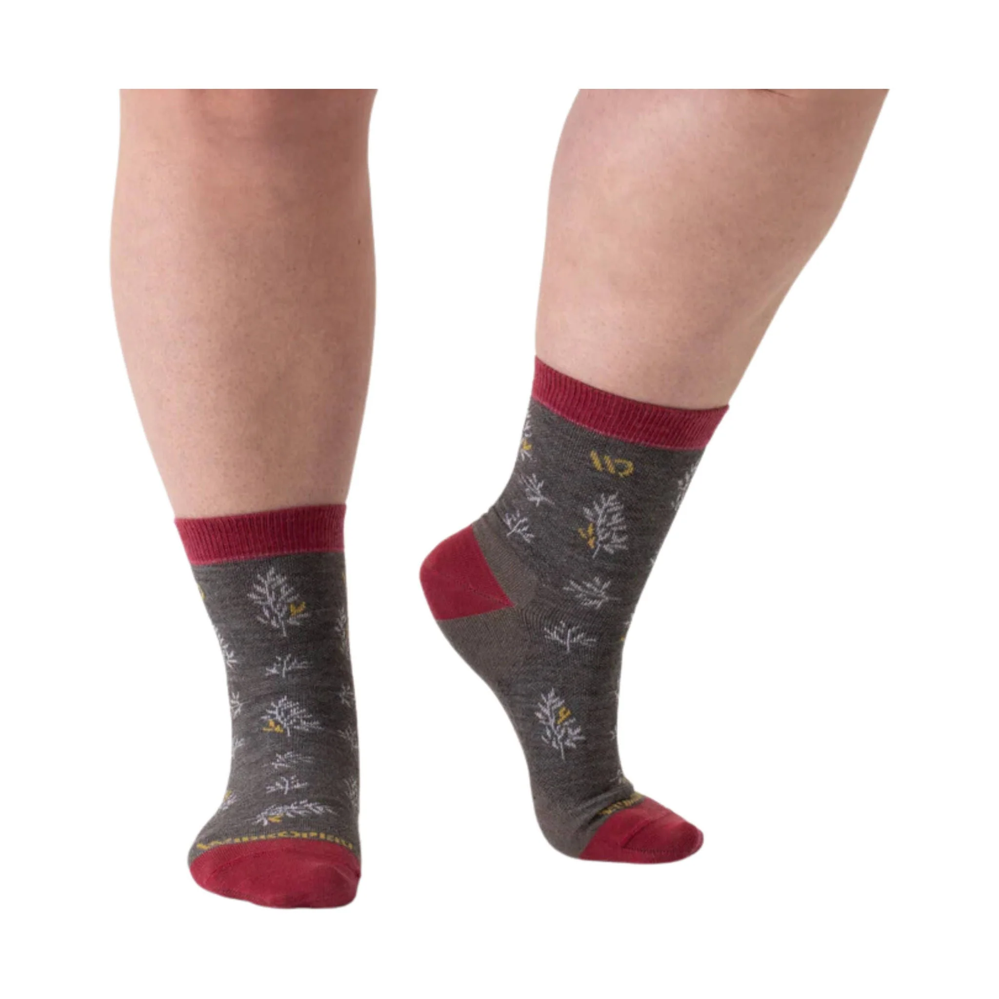 Wide Open Women's Foliage Lightweight Micro Crew Socks - Taupe