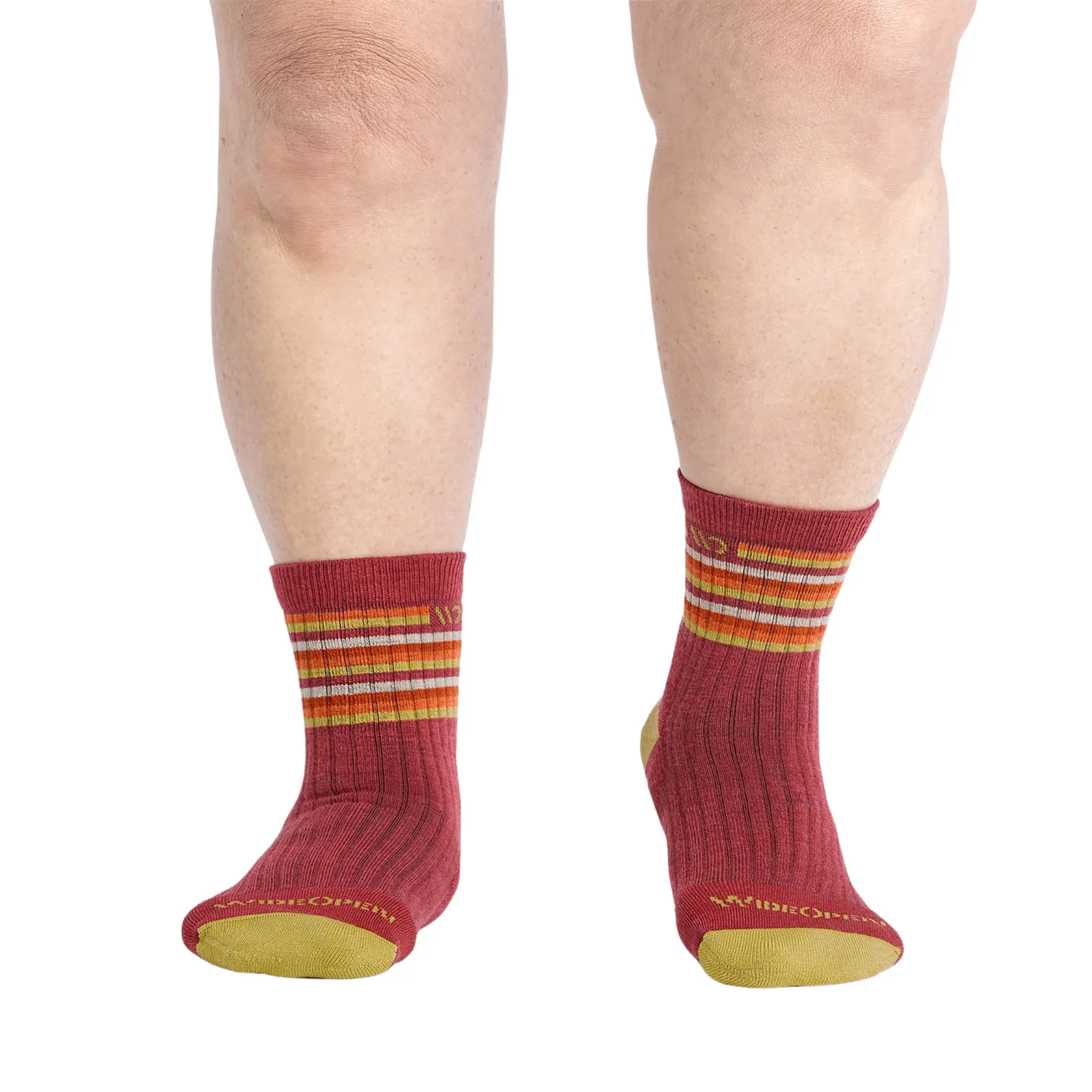 Wide Open Women's Multi Stripe Cushioned Micro Crew Socks - Cranberry - Image 3