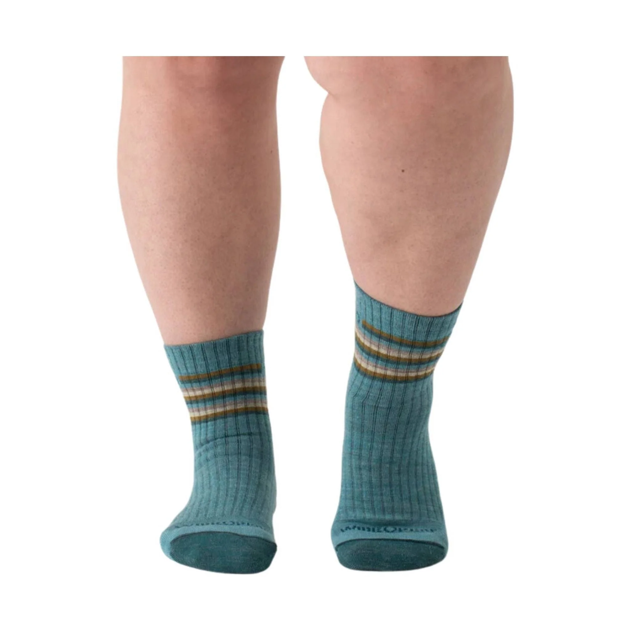 Wide Open Women's Multi Stripe Cushioned Micro Crew Socks - Light Teal - Image 2