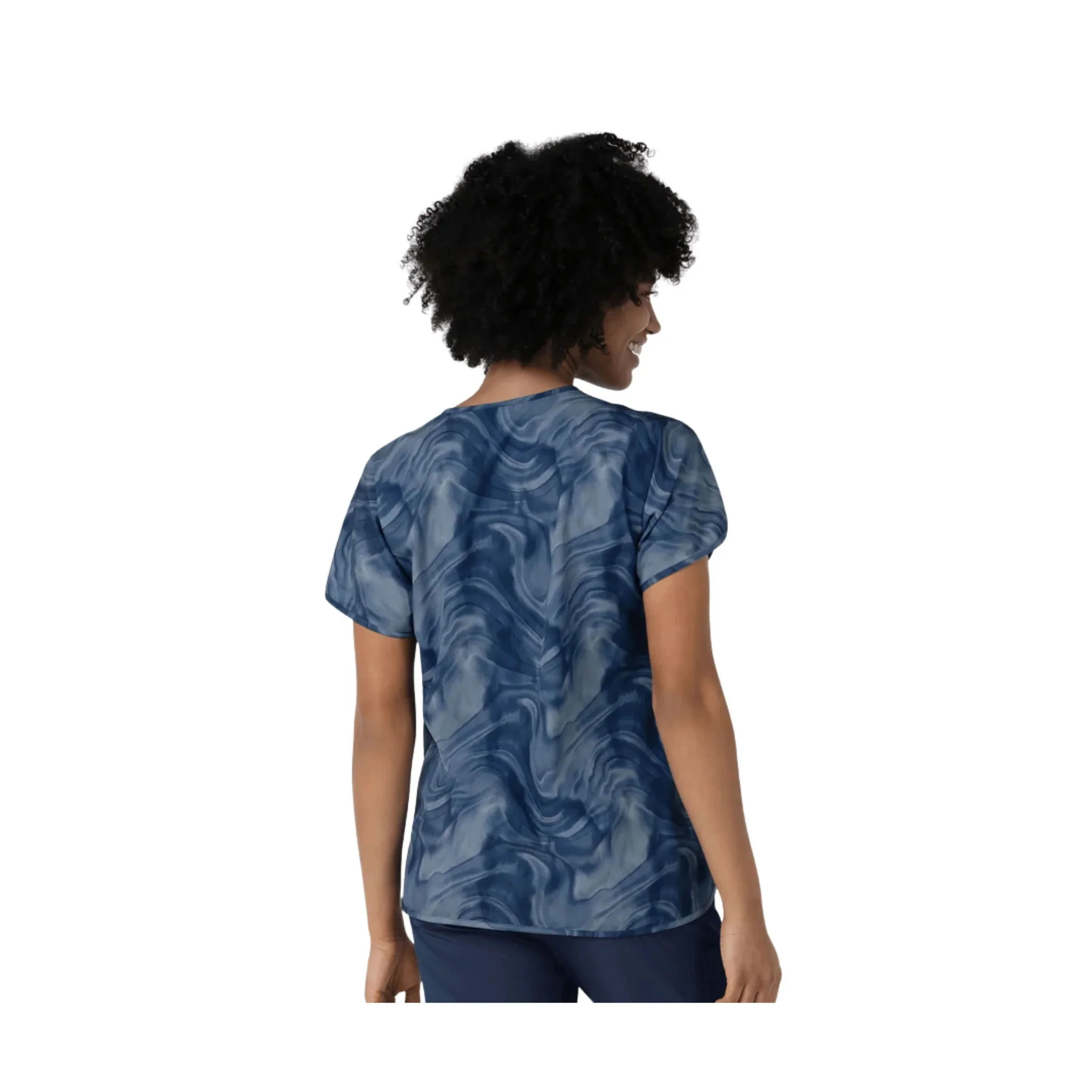 Wink Women's Dolman Print Scrub Top - Dreamy Daze Navy - Image 2