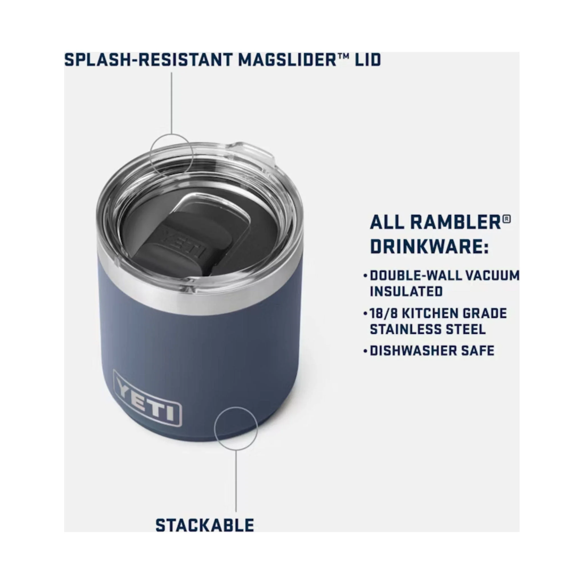 YETI Rambler 10 oz Stackable Lowball With Magslider Lid - Black - Image 3